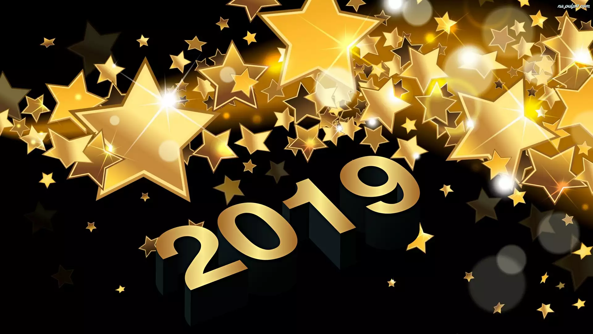 Złote, Grafika, 2019, Nowy Rok, Gwiazdy