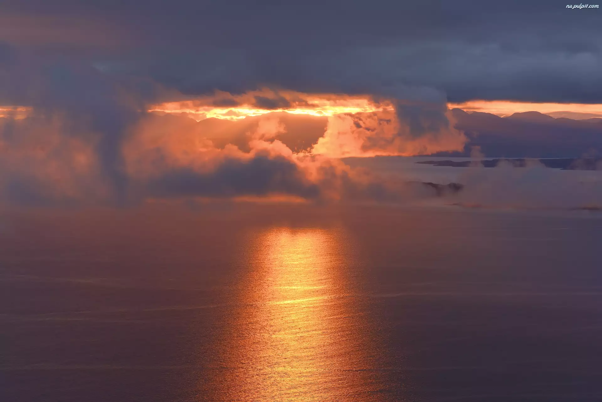 Zachód słońca, Morze, Wyspa Rona, Szkocja
