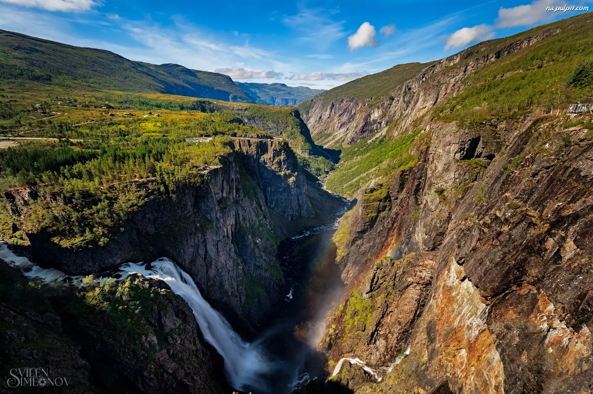Rzeka, Góry, Skały, Norwegia, Wodospad Voringsfossen, Region Hordaland