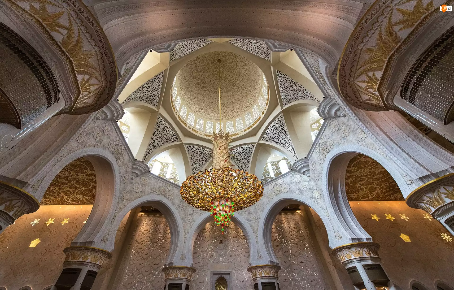 Żyrandol, Wnętrze, Wielki Meczet Szejka Zajida, Zjednoczone Emiraty Arabskie Inne wnętrza, Meczet, Abu Zabi