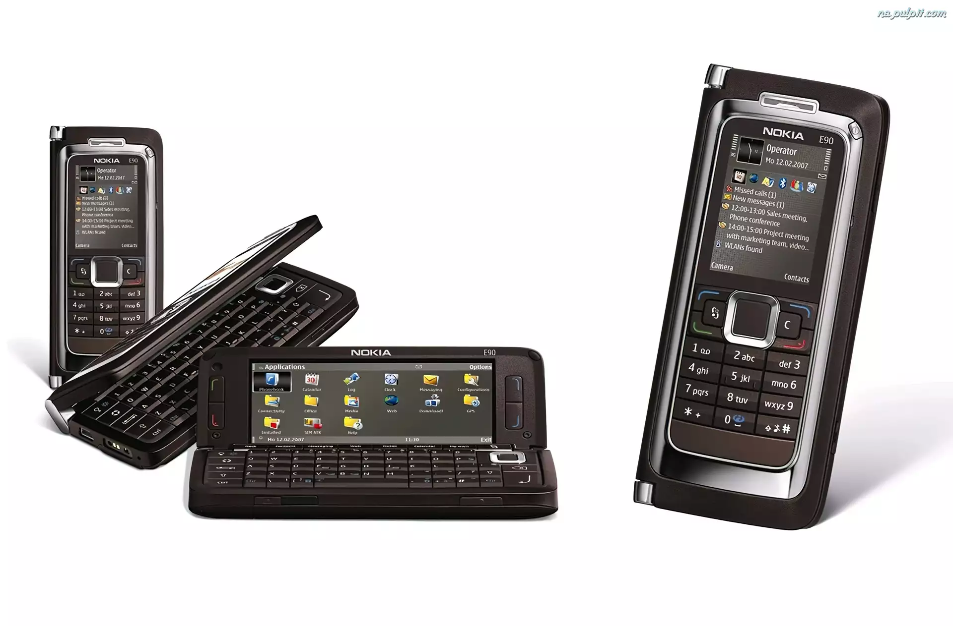 Nokia E90, Panorama, Czarna, Srebrna