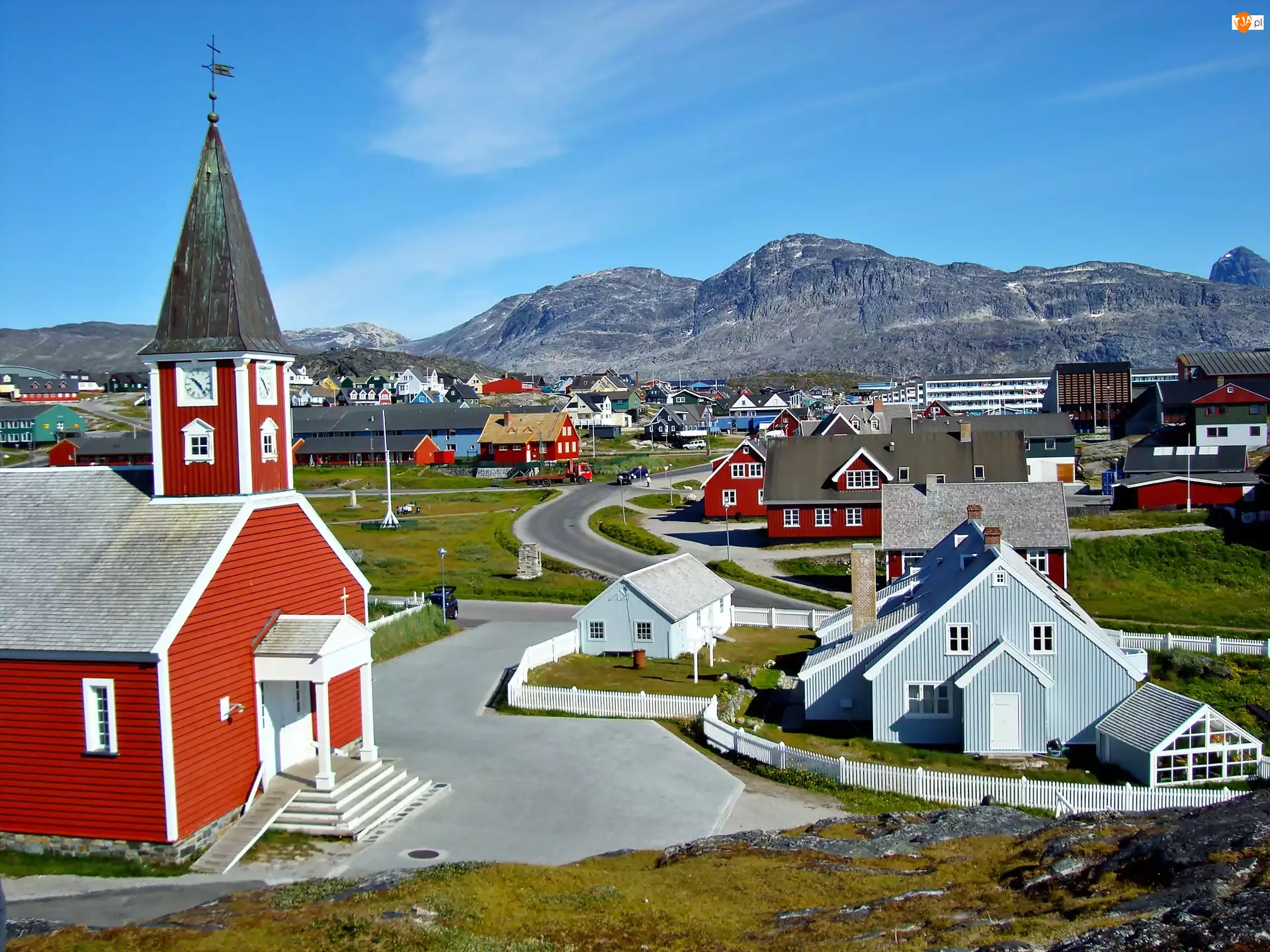 Domy, Góry, Nuuk, Grenlandia, Kościół