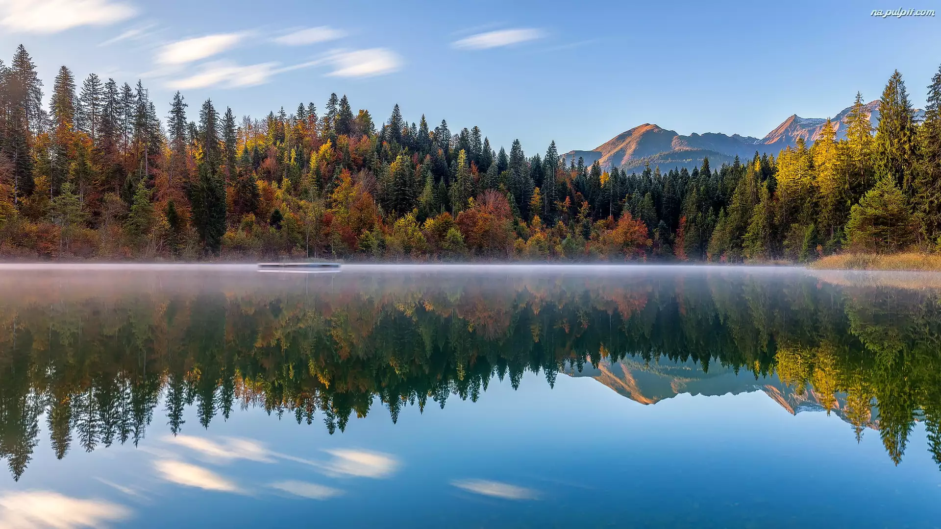 Jesień, Jezioro, Las, Kanton Gryzonia, Lake Cresta, Drzewa, Szwajcaria, Góry