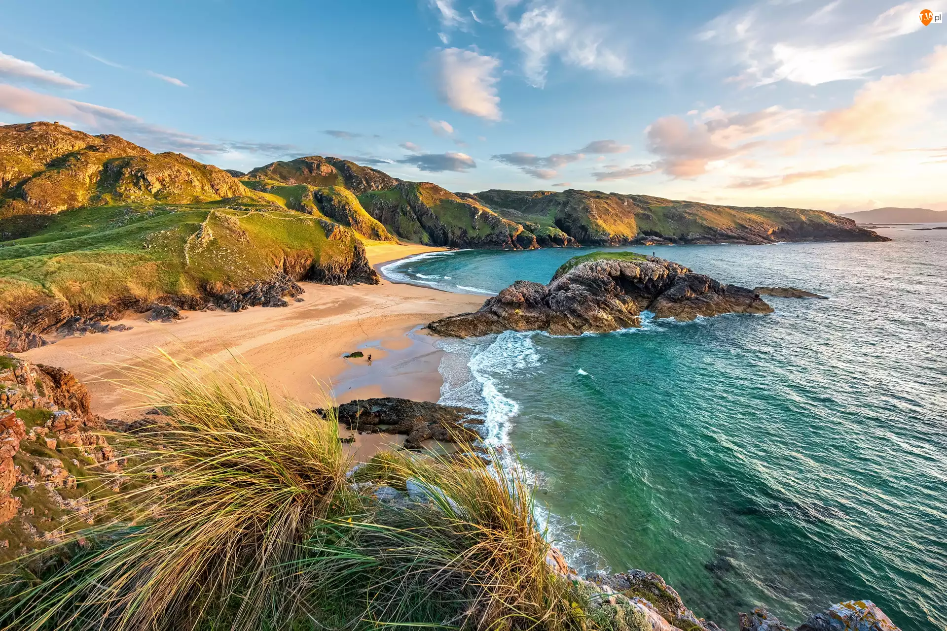 Plaża, Morze, Wybrzeże, Irlandia, The Murder Hole Beach, Donegal