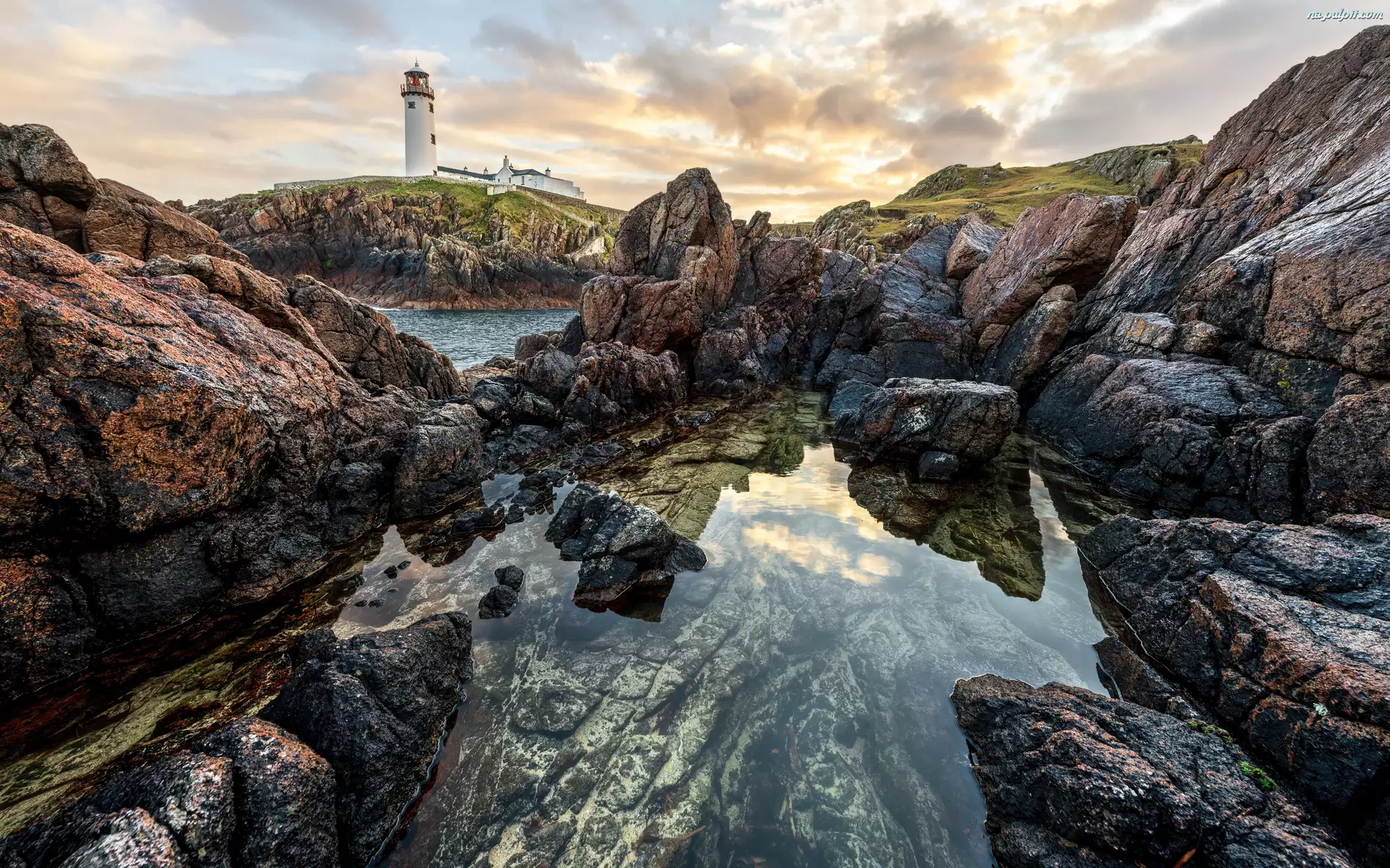 Morze, Skały, Fanad Lighthouse, Irlandia, Latarnia morska, Hrabstwo Donegal