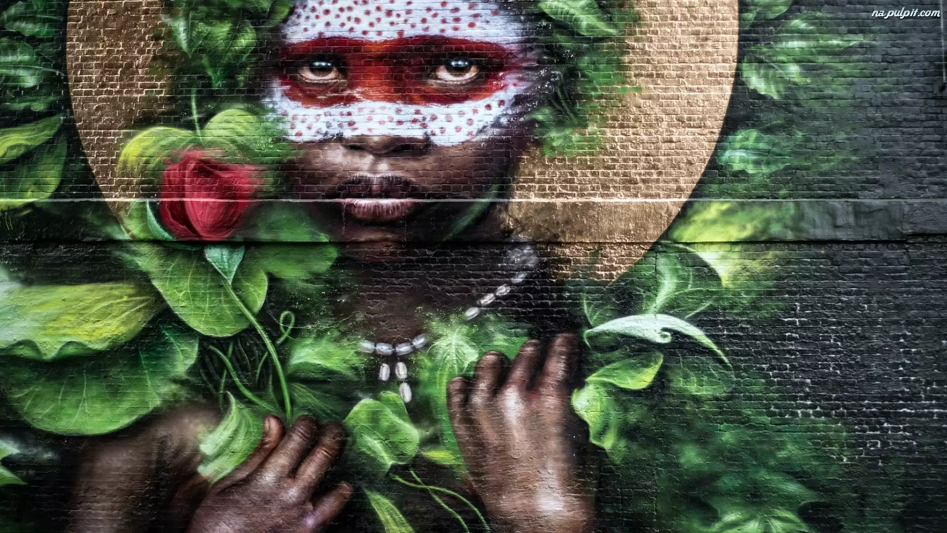 Street art, Ściana, Kobieta, Róża