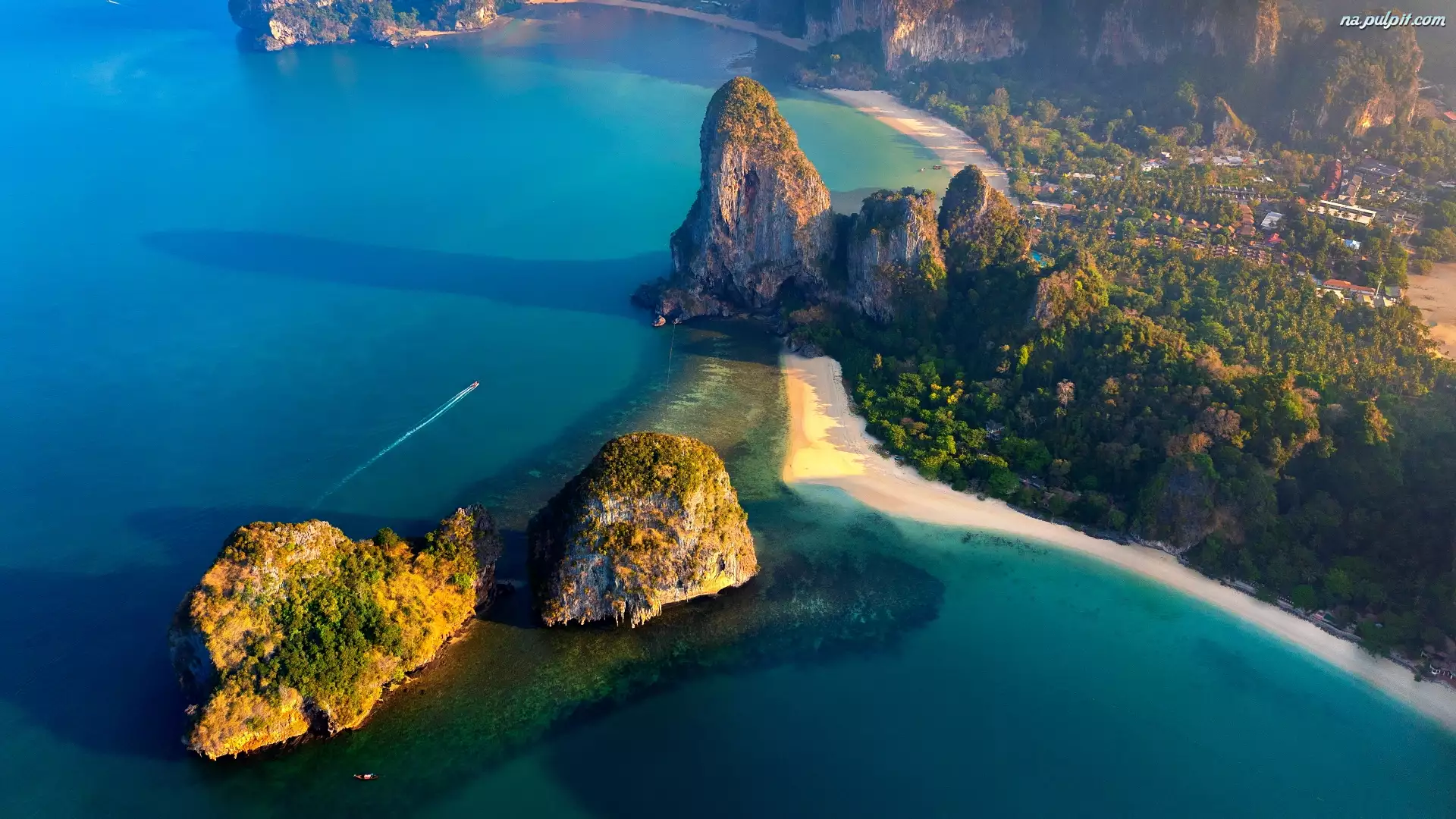 Wyspa Phangan, Plaże, Tajlandia, Morze Andamańskie, Drzewa, Skały, Prowincja Krabi