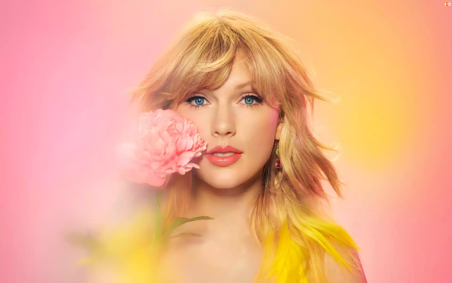 Piosenkarka, Kobieta, Blondynka, Kwiat, Taylor Swift, Różowy