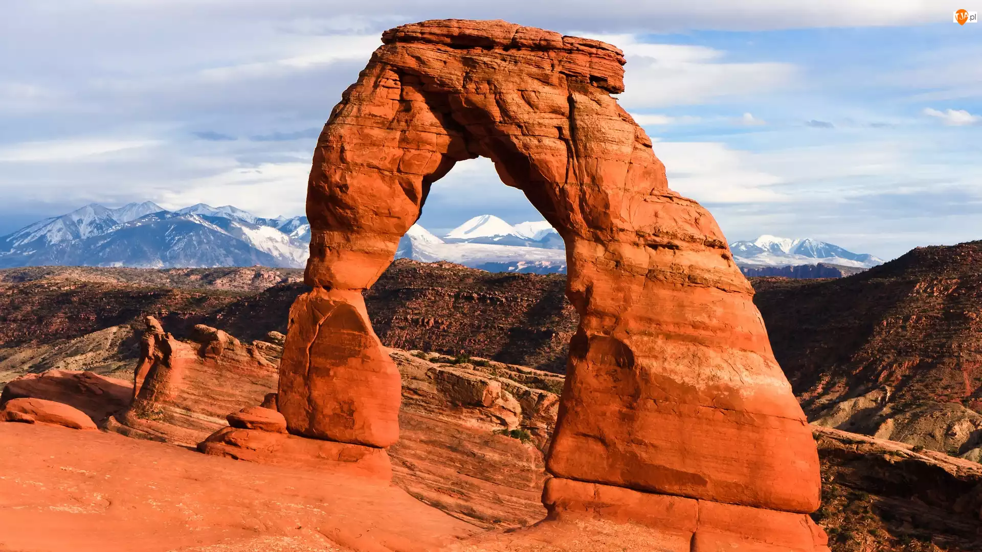 Góry, Park Narodowy Arches, Delicate Arch, Stany Zjednoczone, Łuk skalny, Stan Utah