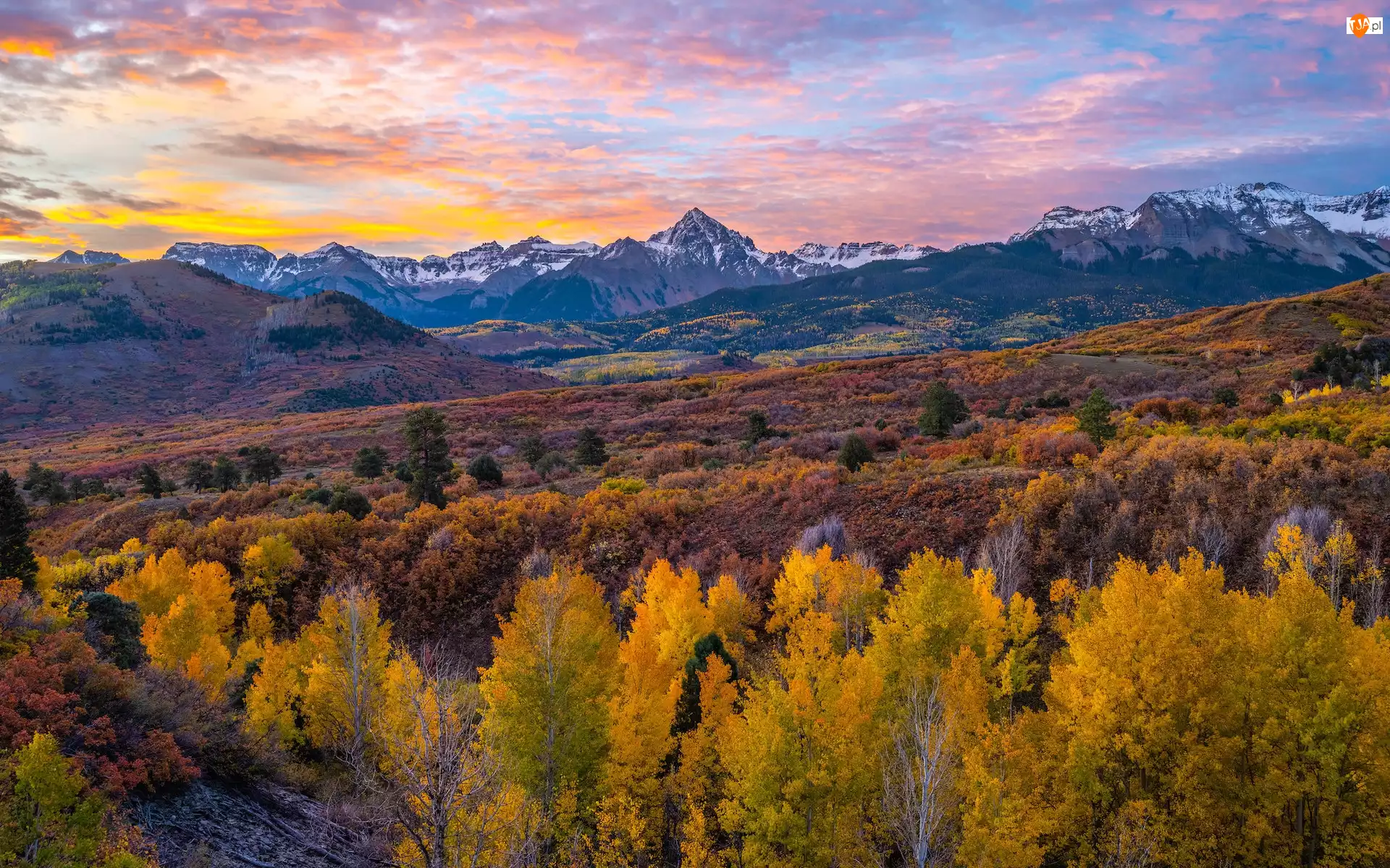 Kolorado, Góry, Lasy, Stany Zjednoczone, Drzewa, Jesień, San Juan Mountains