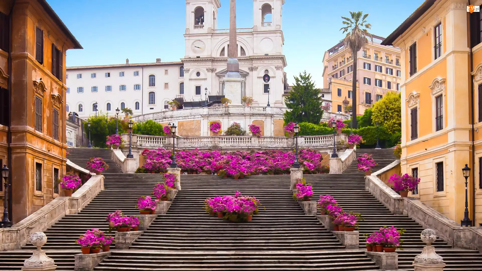 Włochy, Schody Hiszpańskie, Kościół Trinita dei Monti, Rzym