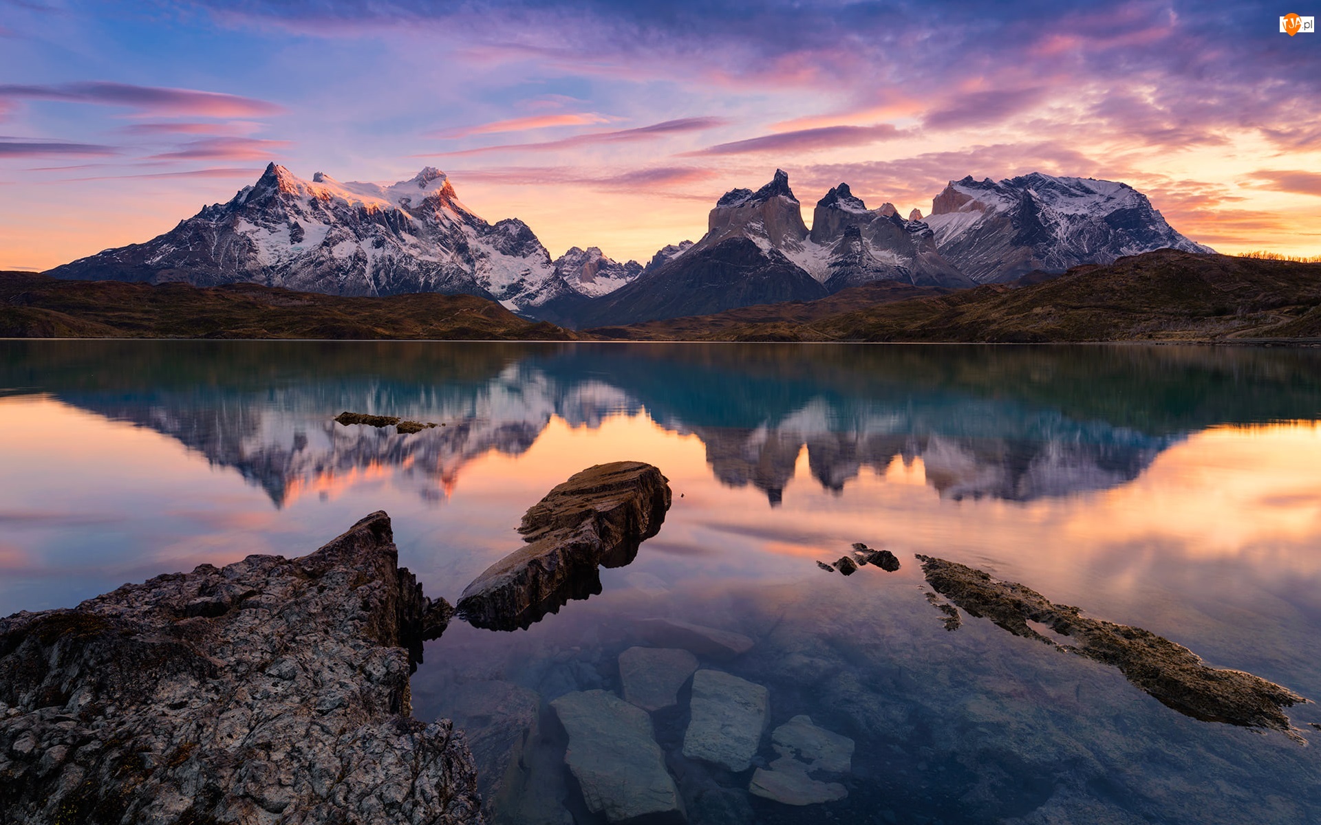 Cordillera del Paine, Jezioro, Chile, Góry, Patagonia, Park Narodowy Torres del Paine, Lake Pehoe
