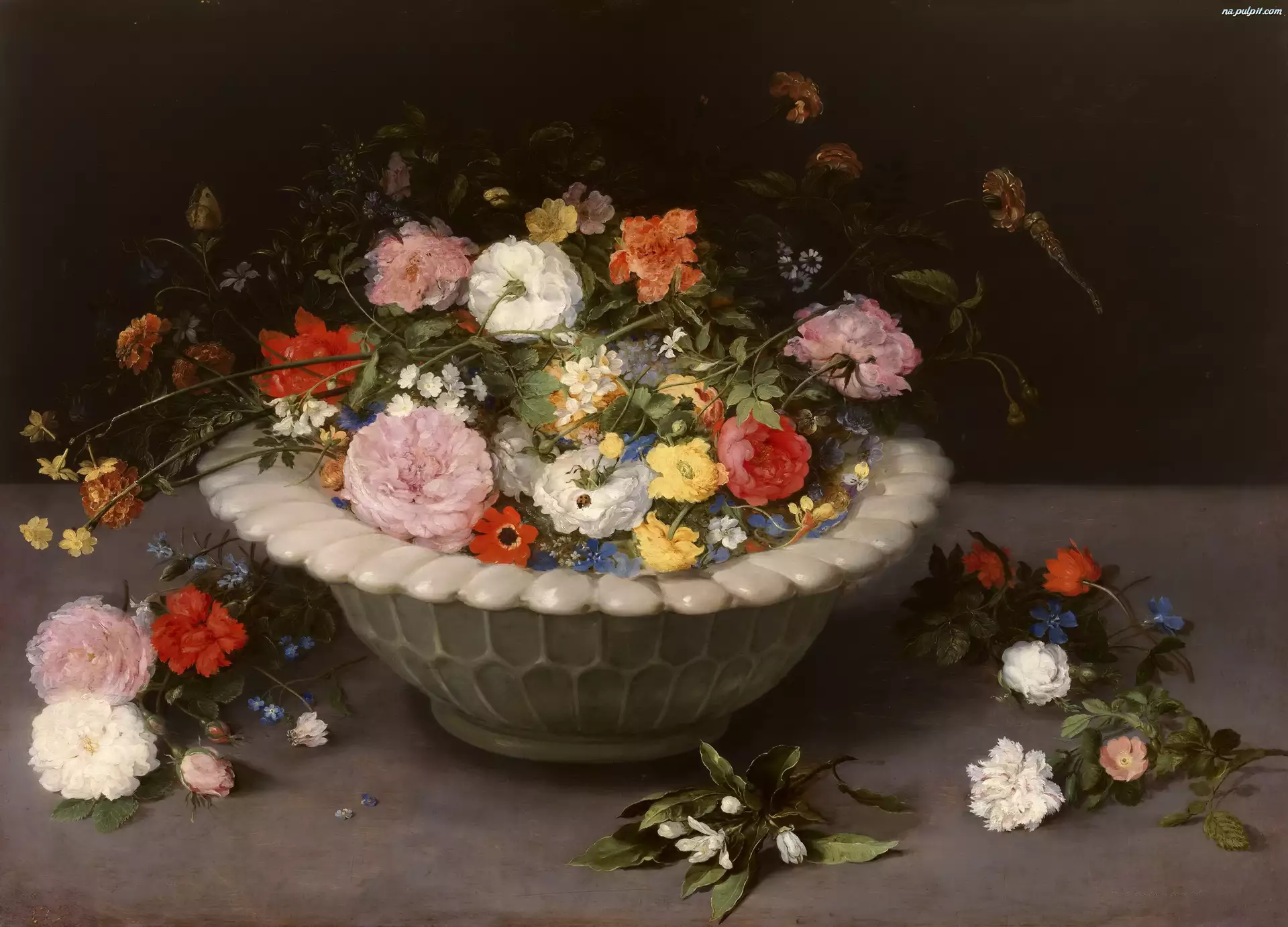 Obraz, Malarstwo, Kwiaty, Bukiet, Jan Brueghel, Donica