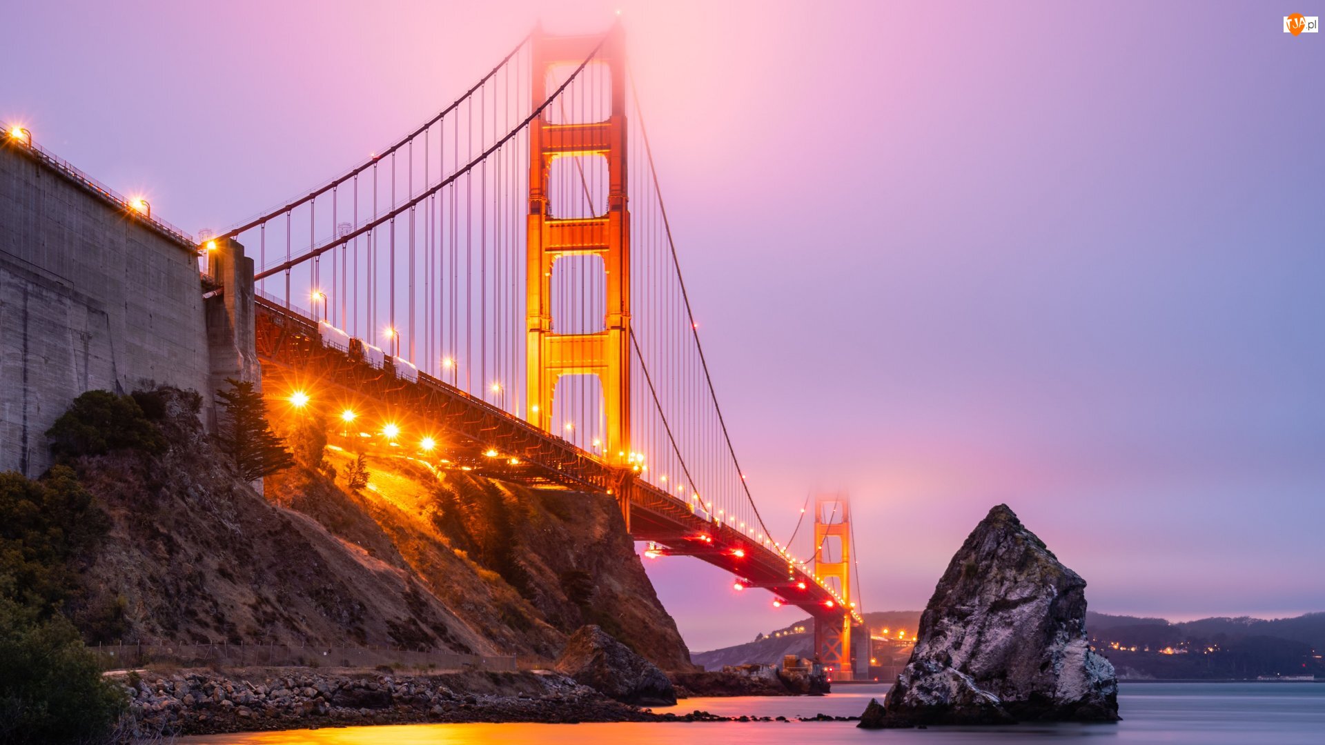 Stan Kalifornia, Stany Zjednoczone, Most, Mgła, San Francisco, Golden Gate Bridge