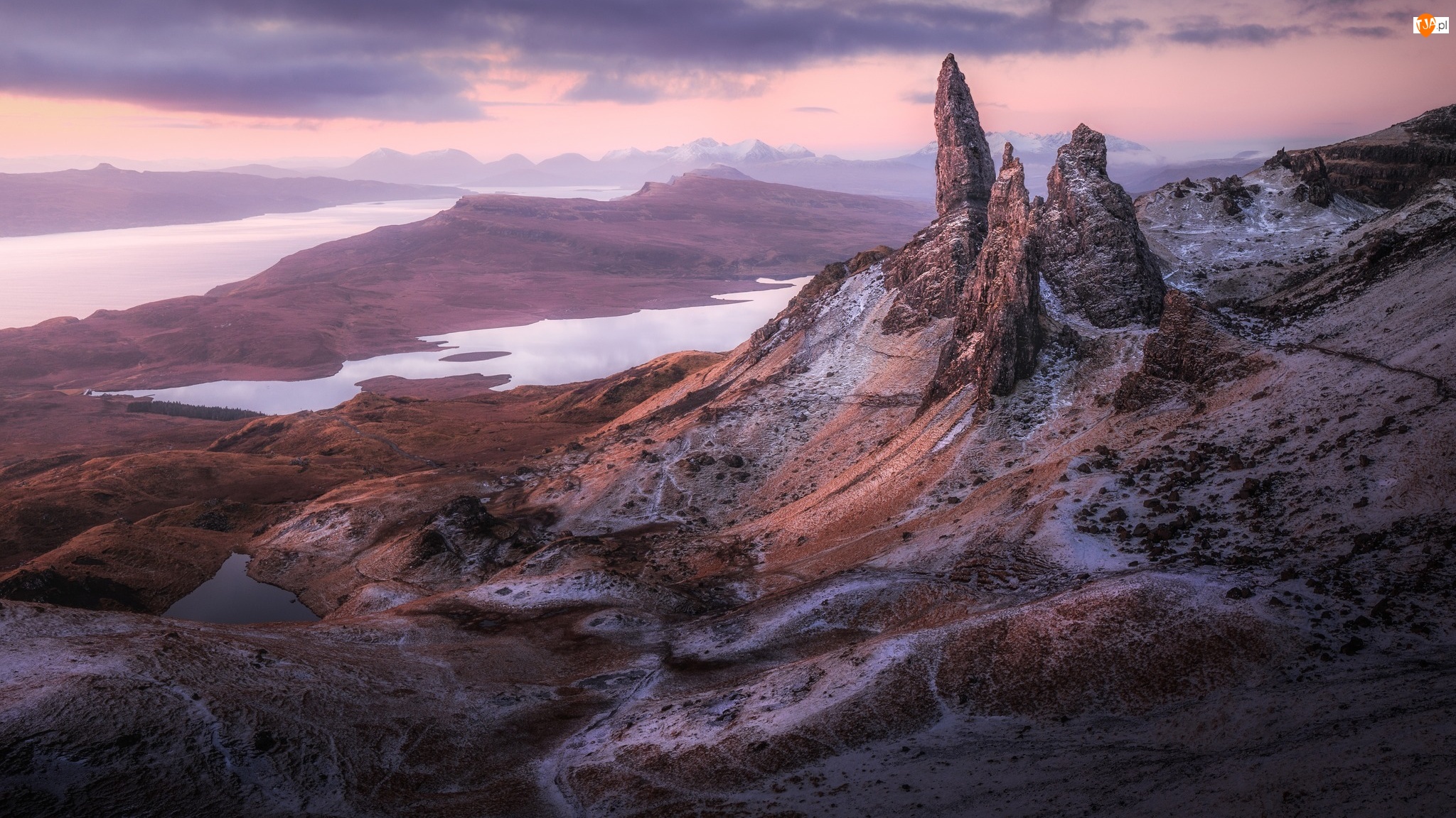 Wyspa Skye, Szkocja, Morze, Skały, Półwysep Trotternish, Wzgórze The Storr