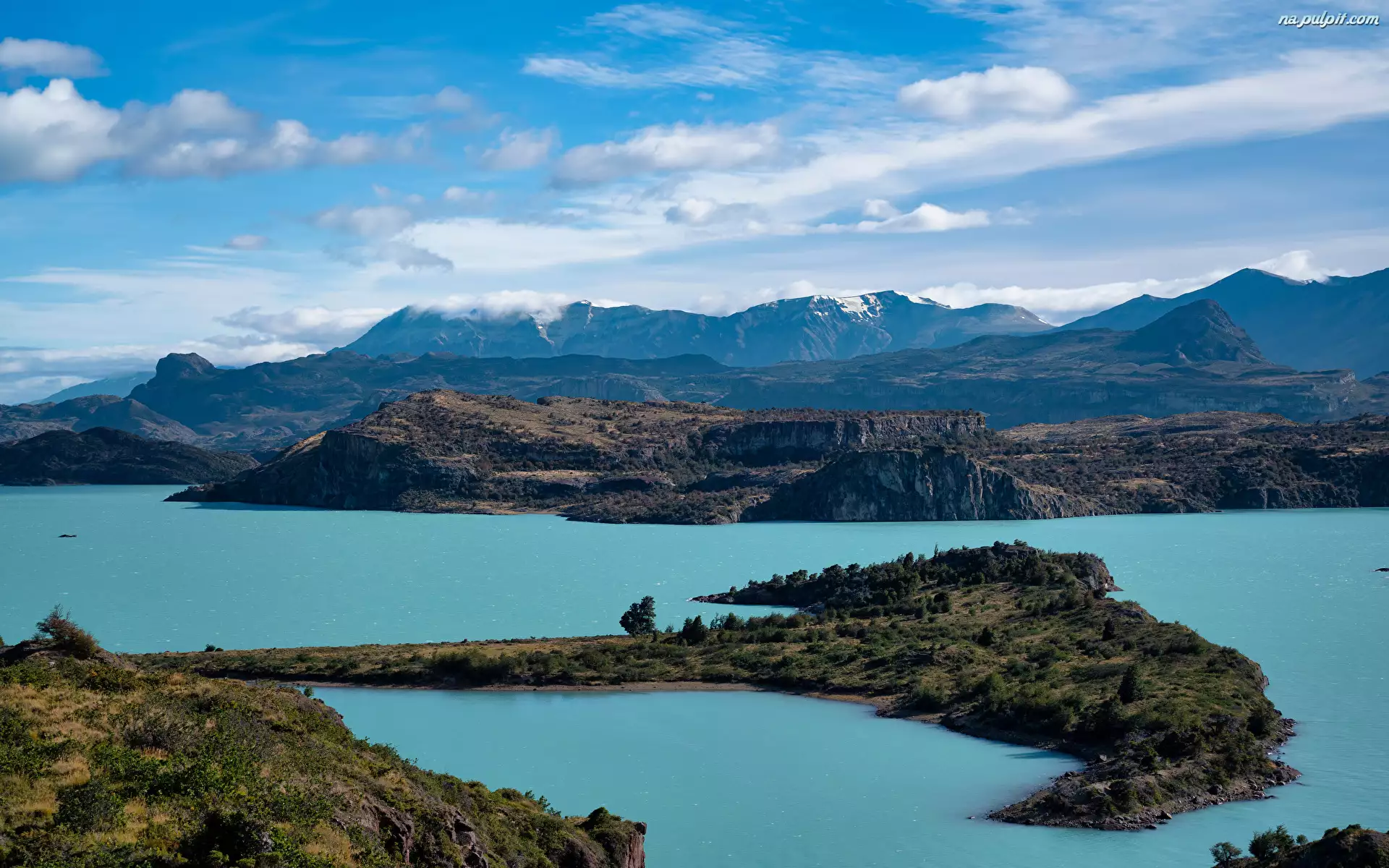Andy Patagońskie, Niebo, Argentyna, Góry, San Martin Lago, Jezioro OHiggins, Jezioro