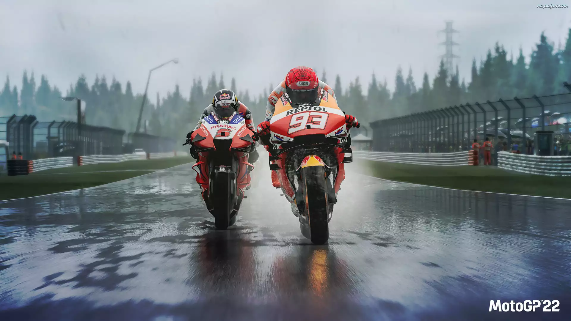 Deszcz, Gra, Honda, Mgła, MotoGP 22, Tor, Wyścig Motogp3, Motocykle