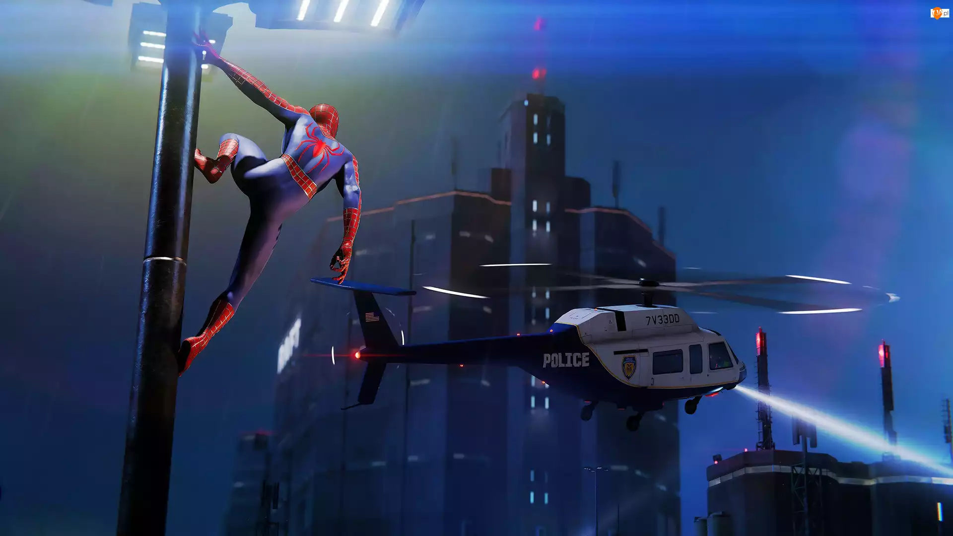 Gra Gra Spider-Man, Helikopter, Samochód Policyjny, Spider-Man Miles Morales