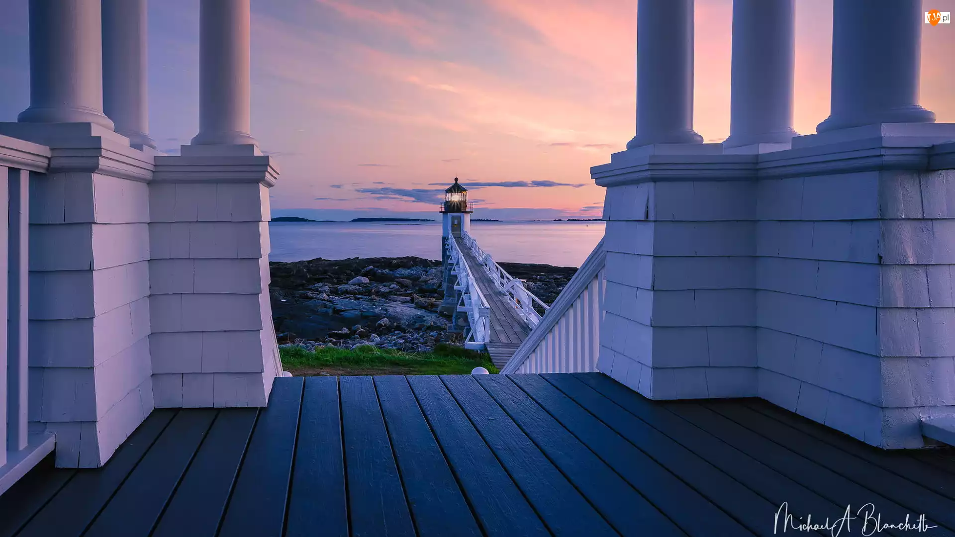 Marshall Point Light, Latarnia morska, Morze, Stany Zjednoczone, Most, Stan Maine