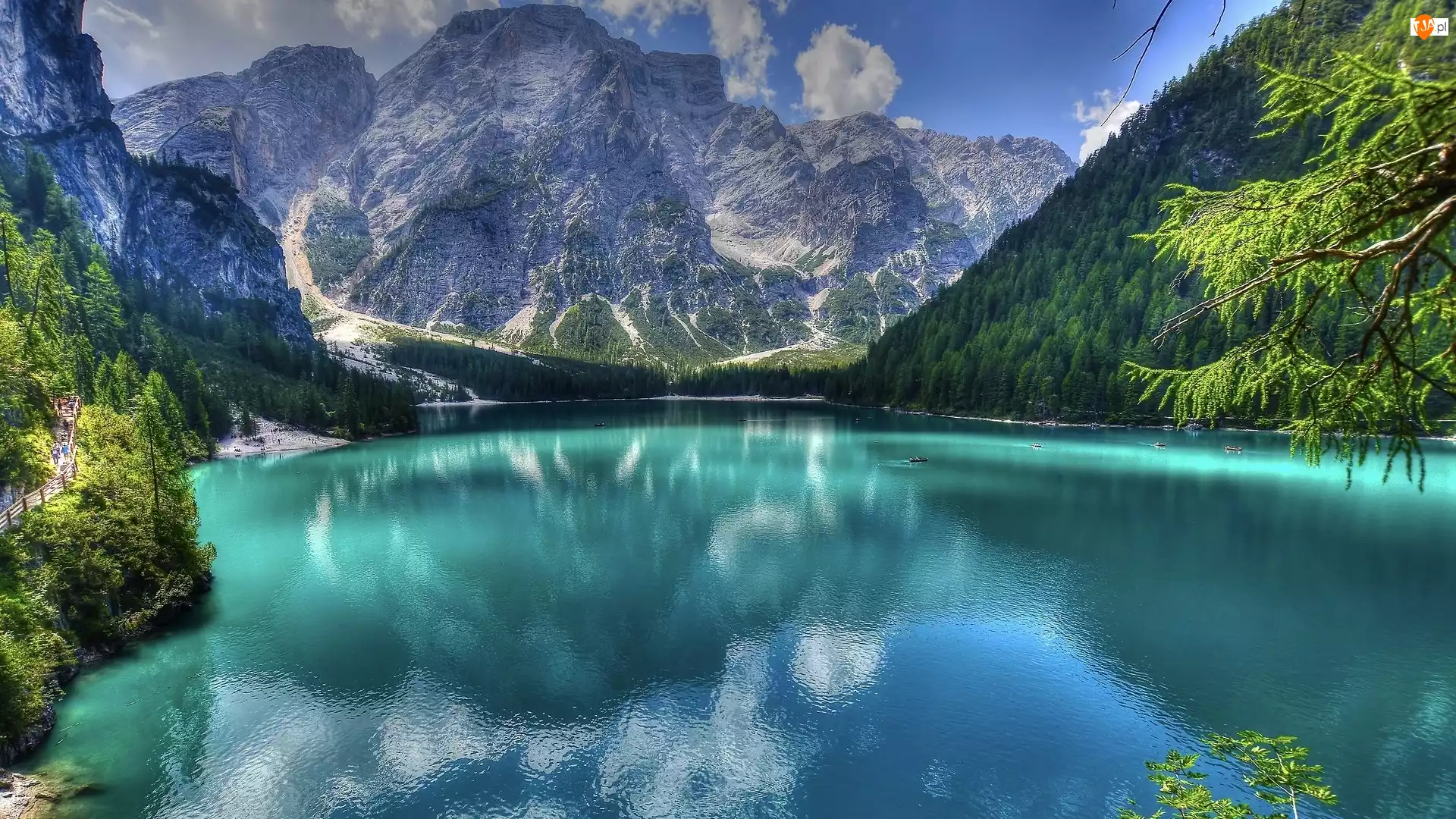 Dolomity, Jezioro, Włochy, Góry, Drzewa, Lago di Braies, Pragser Wildsee