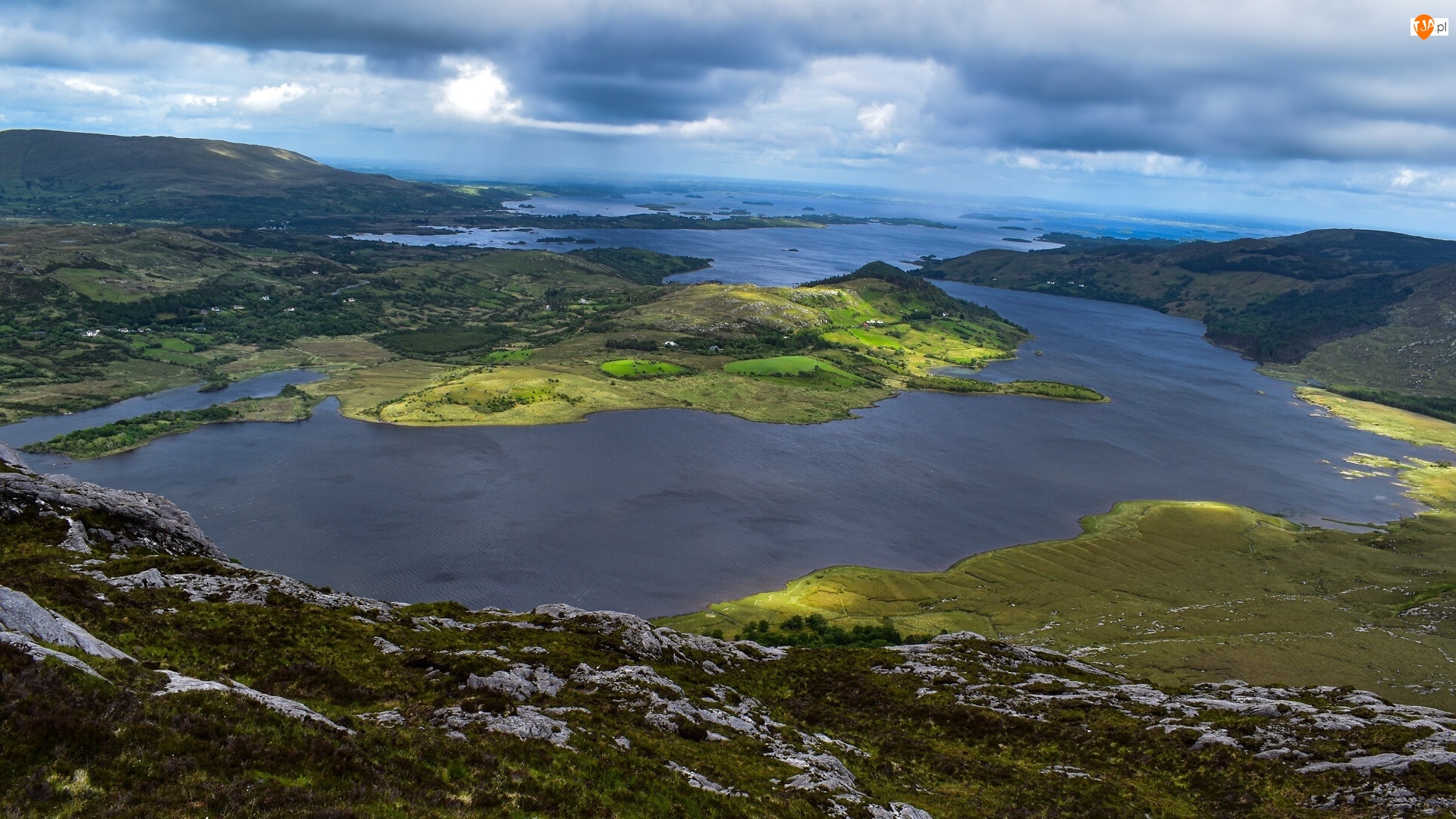 Lough Corrib, Irlandia, Jezioro, Wzgórza, Galway