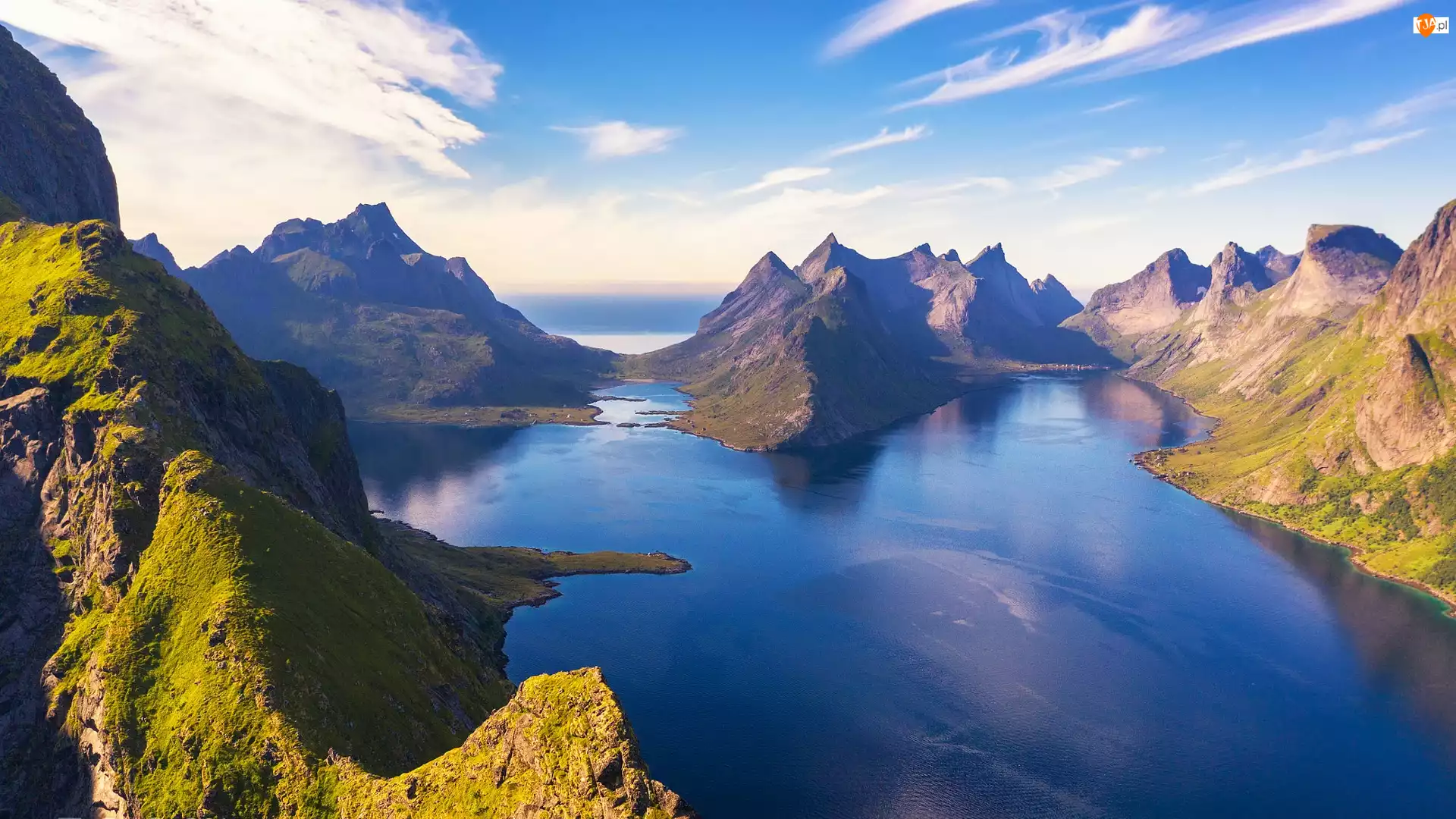 Fiordy, Lofoty, Morze, Norwegia, Góry