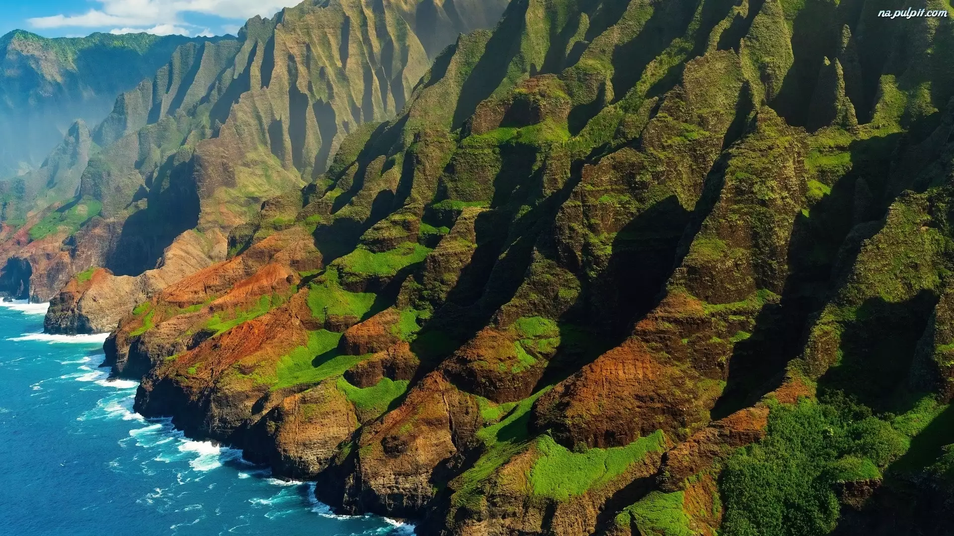 Morze, Góry, Na Pali Coast State Park, Stany Zjednoczone, Napali Coast, Hawaje