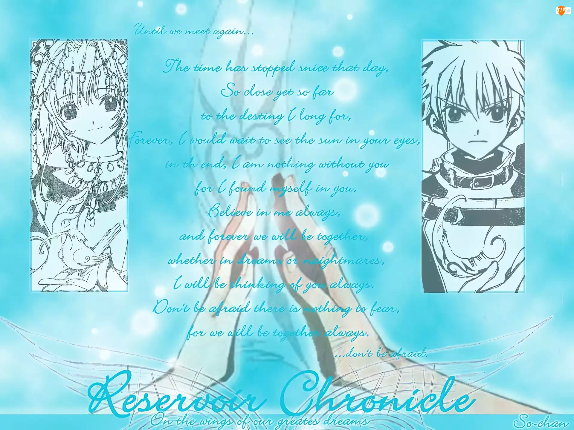postacie, Tsubasa Reservoir Chronicles, dłonie, napisy