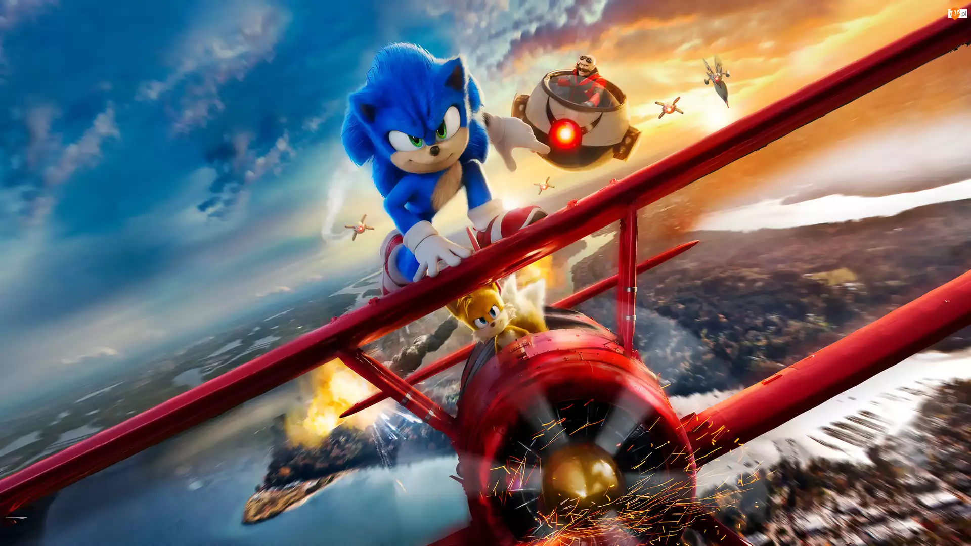 Lot, Sonic 2 Szybki jak błyskawica, Iskry, Samolot, Śmigło, Sonic the Hedgehog 2, Postać, Film animowane, Sonic