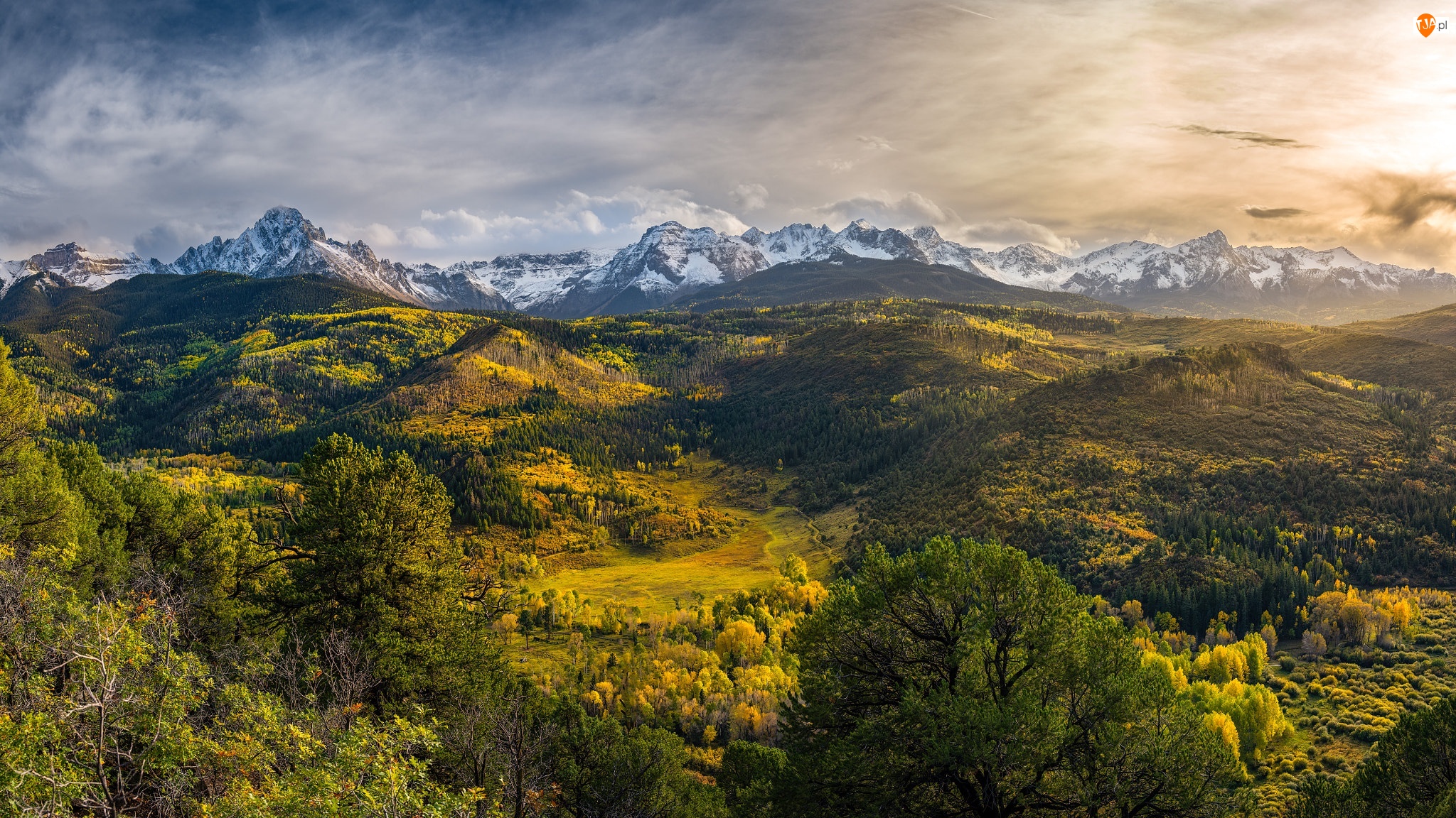 Kolorado, Stany Zjednoczone, San Juan Mountains, Drzewa, Góry, Lasy