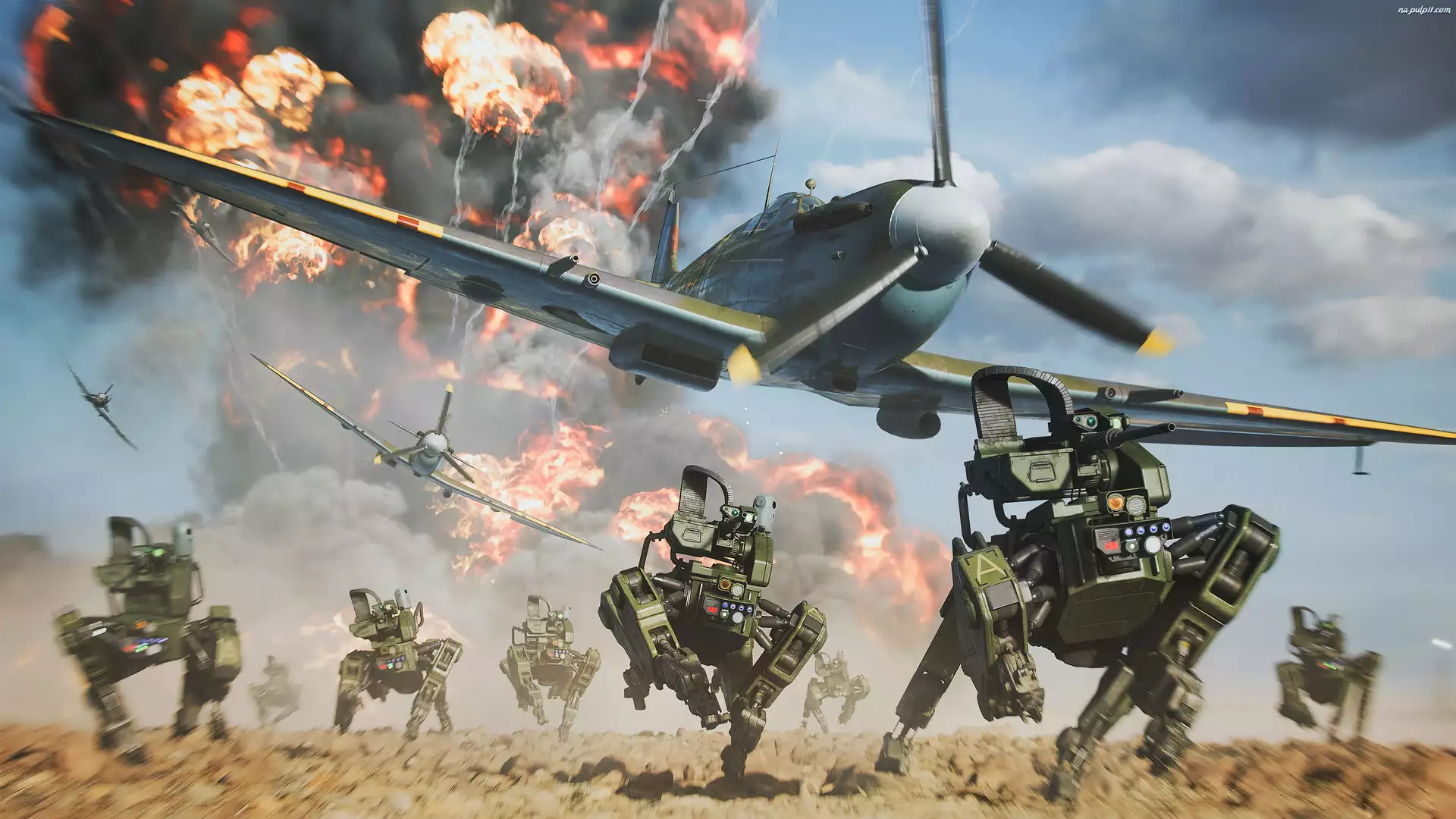 Samoloty, Natarcie, Battlefield 2042, Gra, Roboty