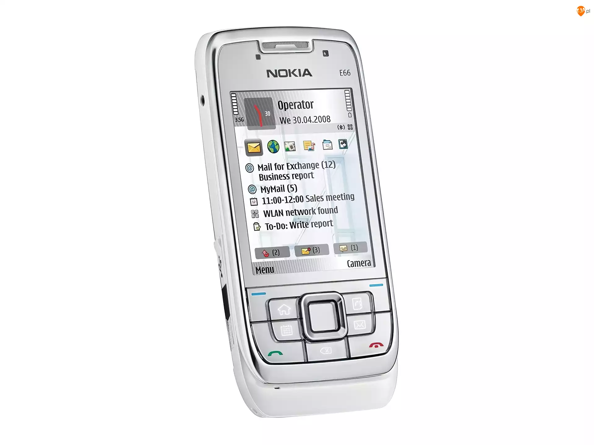 Ekran, Nokia E66, Srebrny, 3.5G