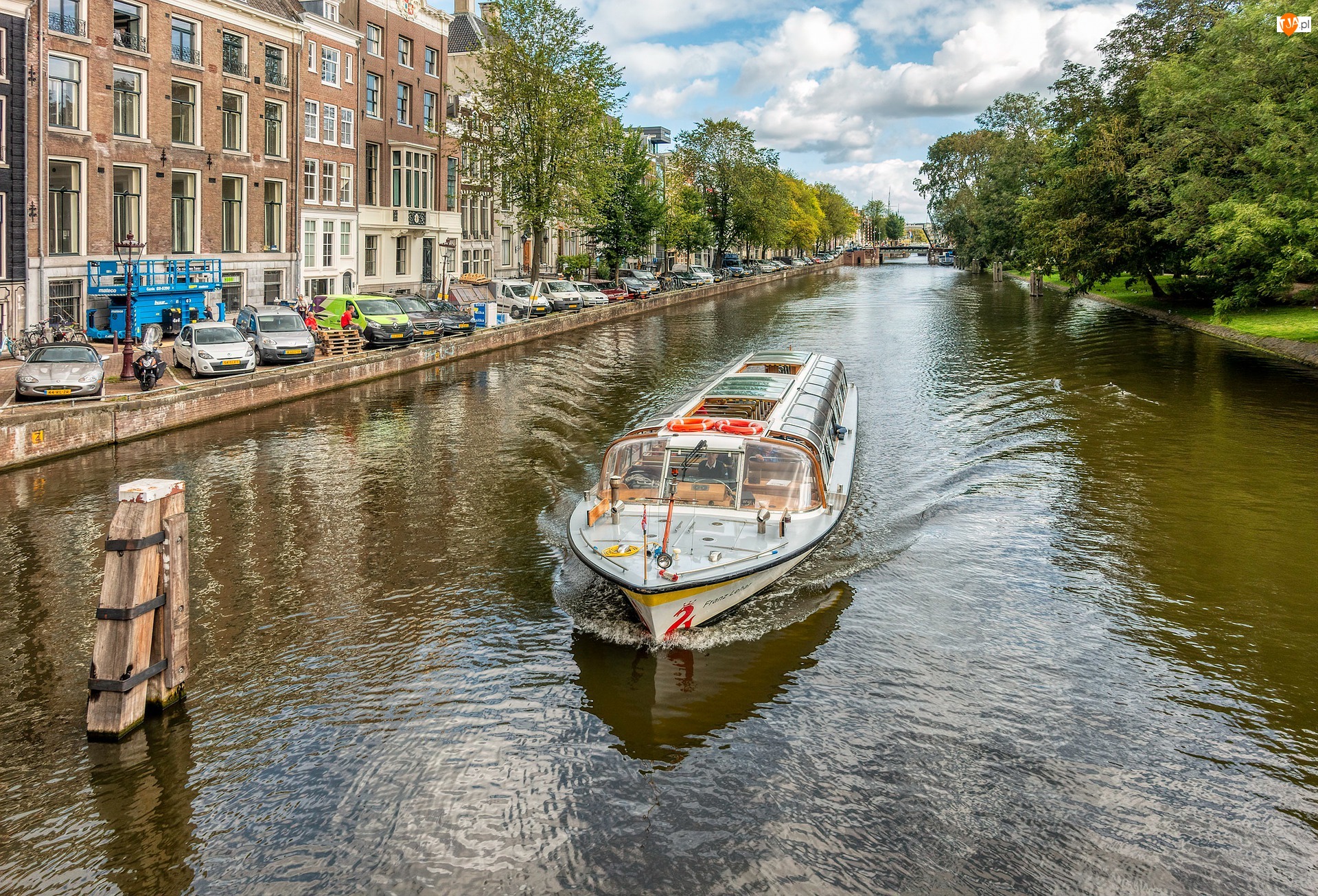 Kanał, Amsterdam, Holandia, Motorówka