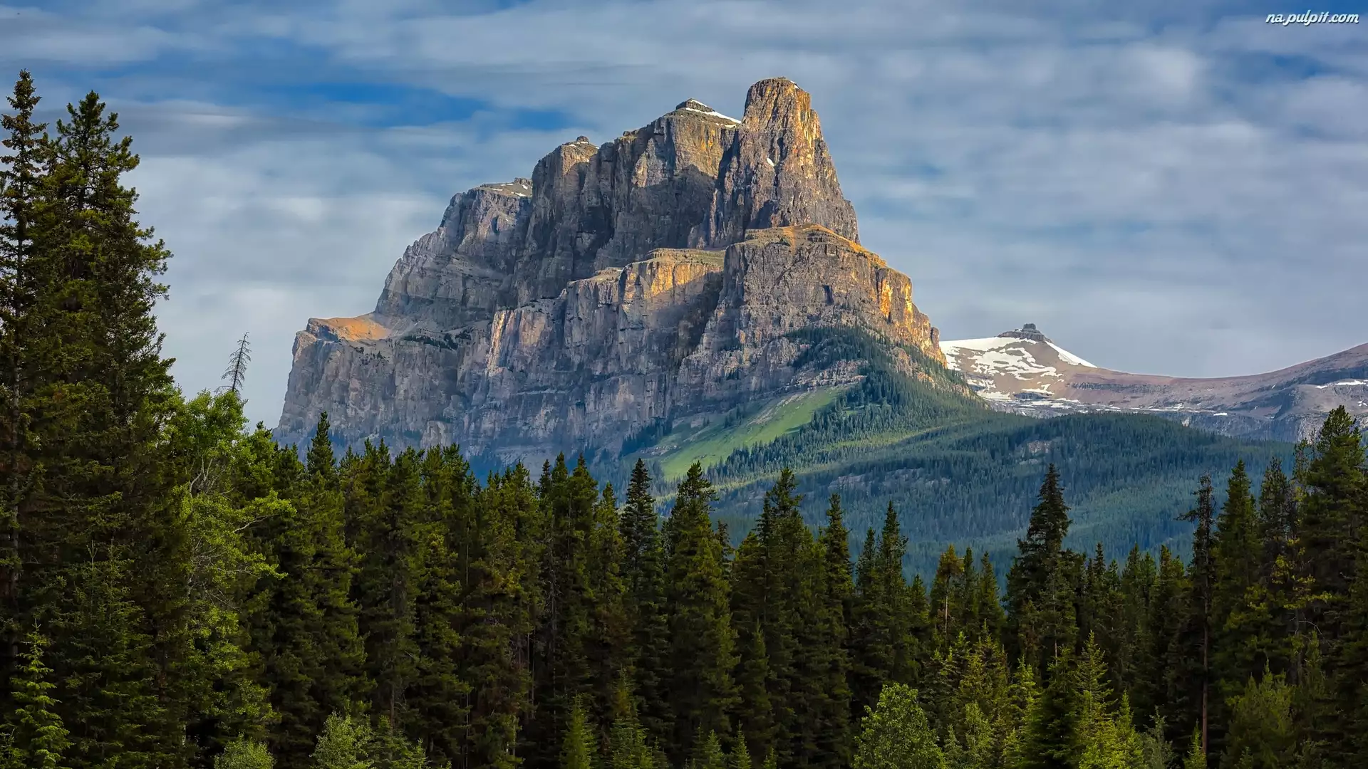 Góra, Góry, Drzewa, Kanada, Castle Mountain, Park Narodowy Banff