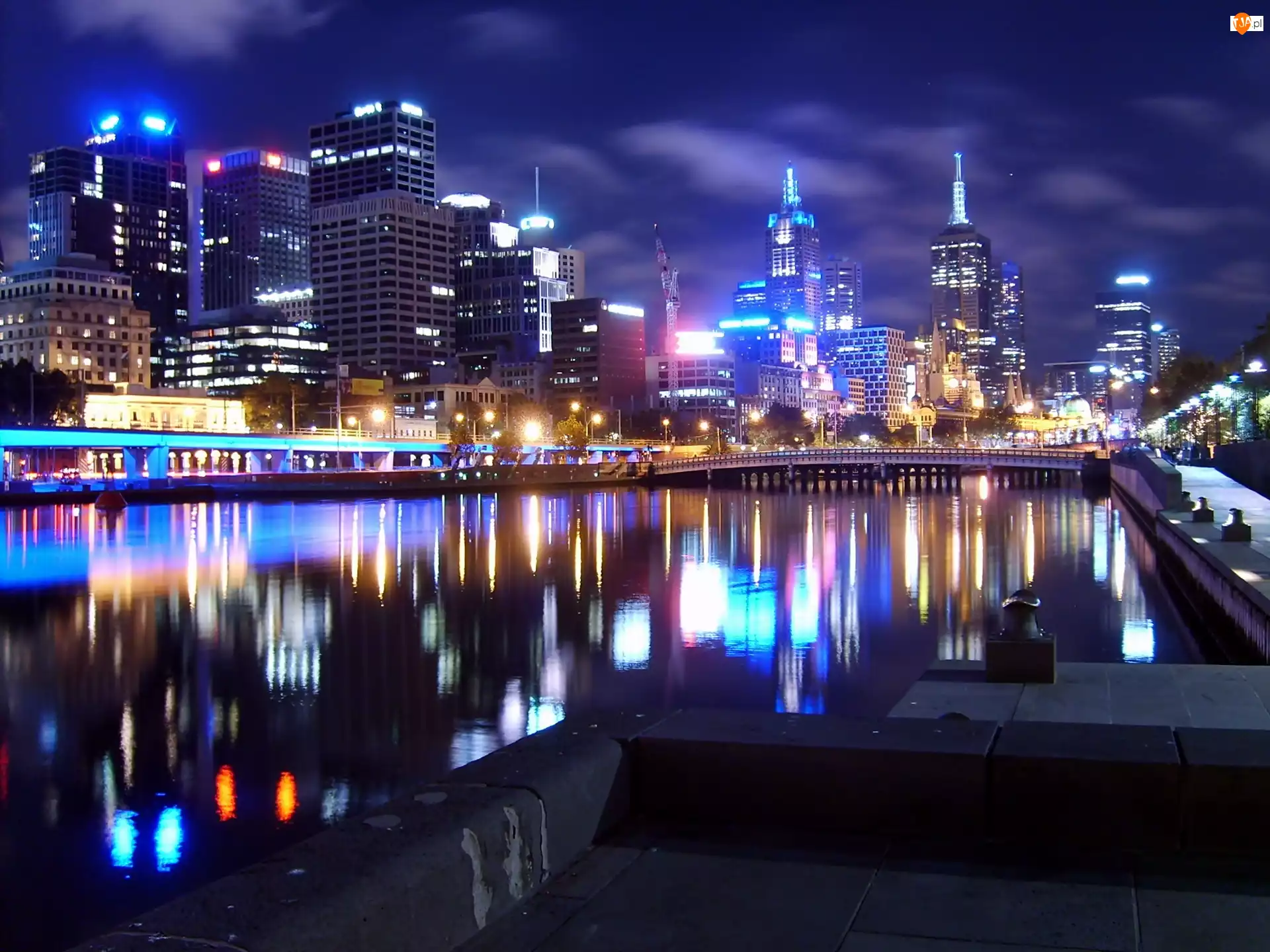 Nocna, Panorama, Most, Melbourne, Yarra, Rzeka, Miasta
