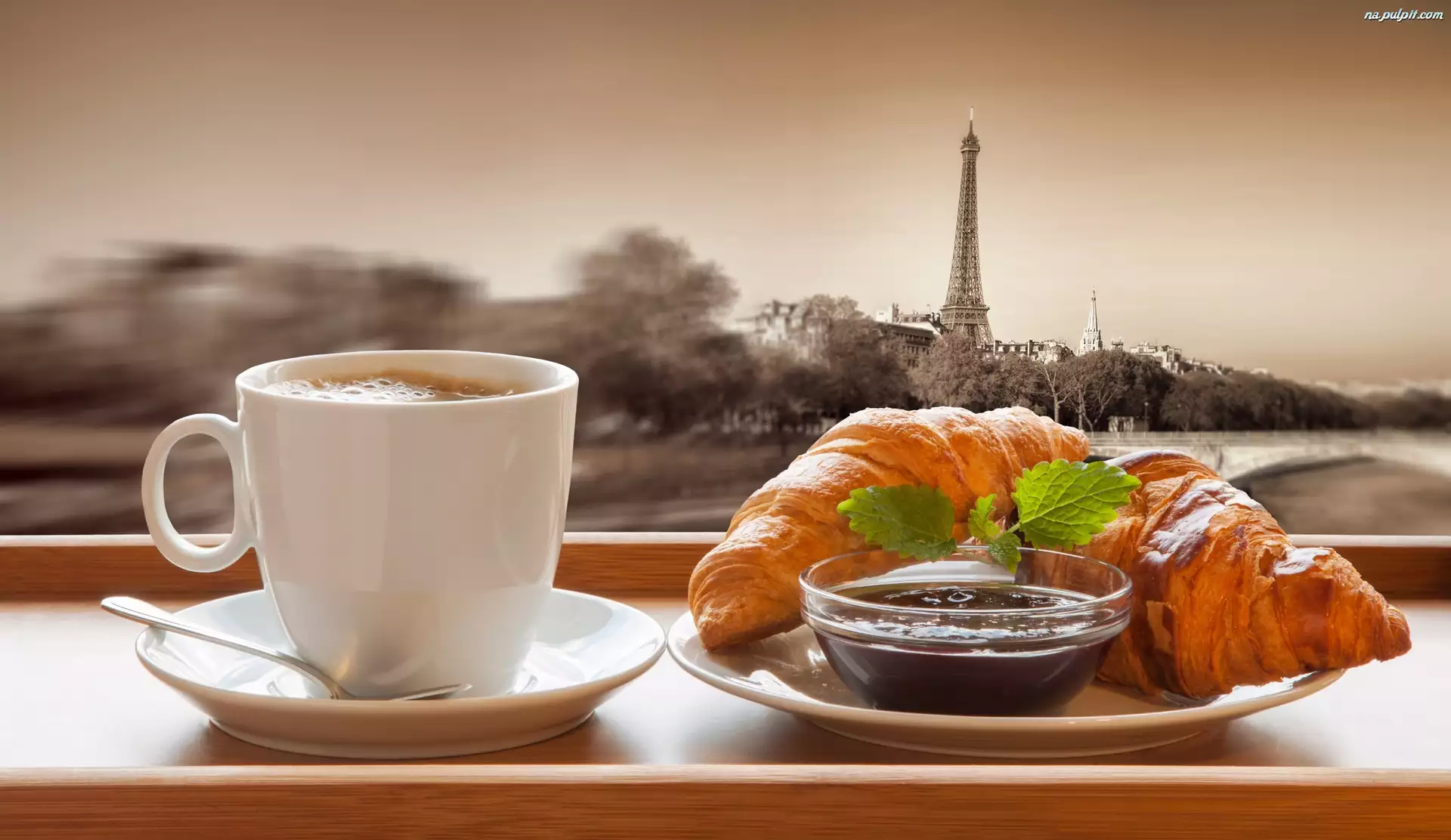 Rogalik, Śniadanie, Paryż, Eiffla, Kawa, Wieża