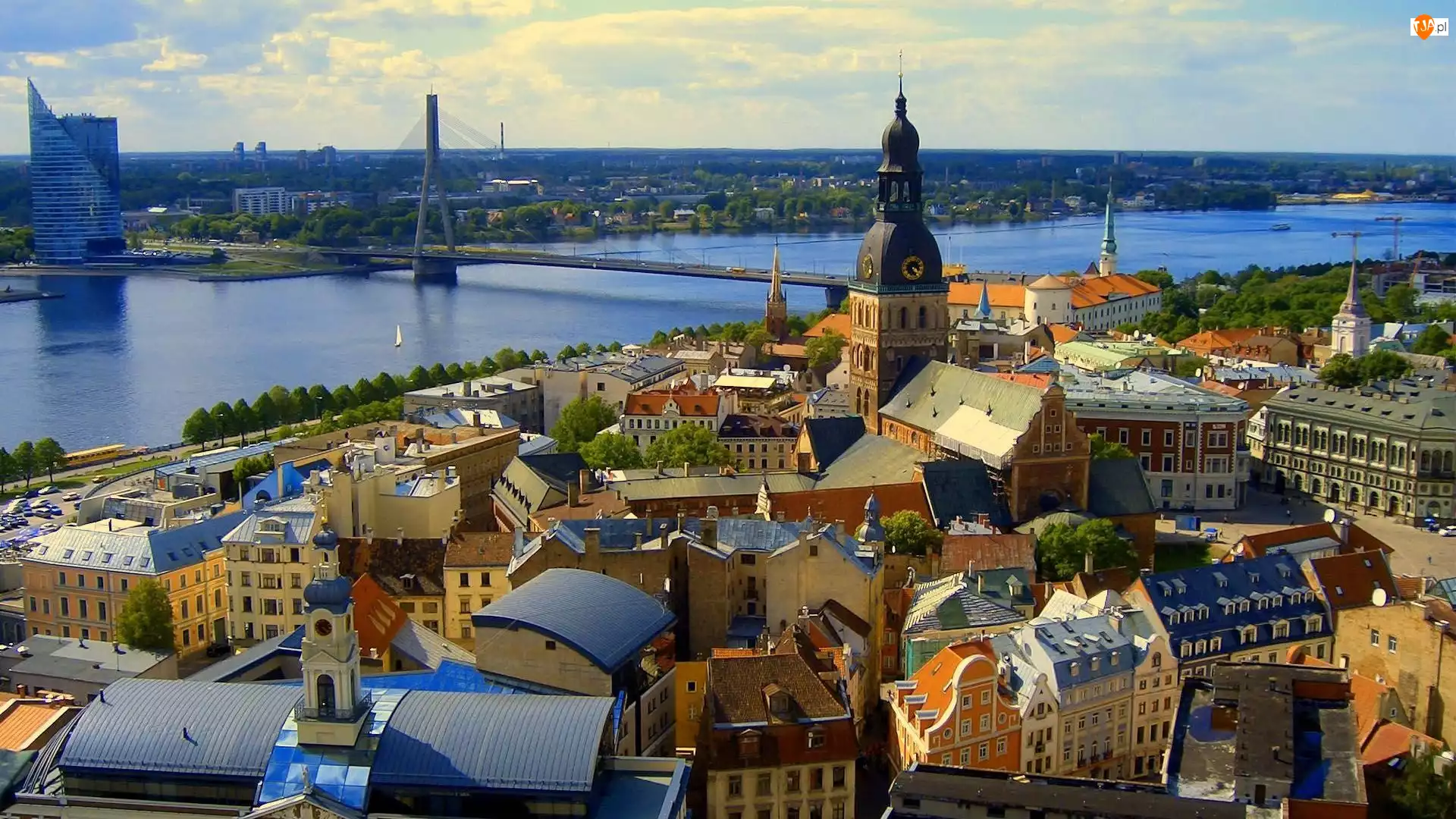 Miasto, Rzeka, Ryga, Łotwa, Most