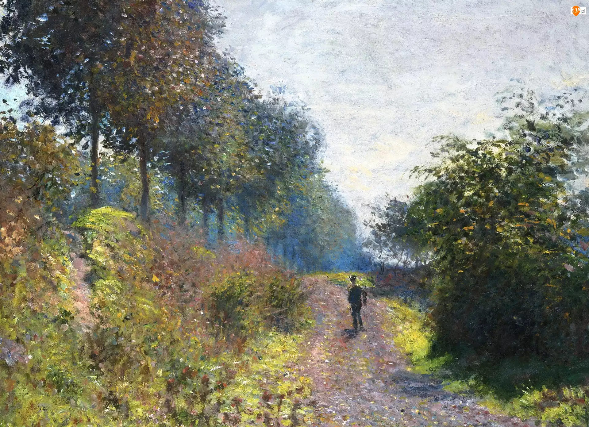 Krzewy, Obraz, Drzewa, Drzewa, Postać, Claude Monet, The Sheltered Path, Malarstwo, Droga