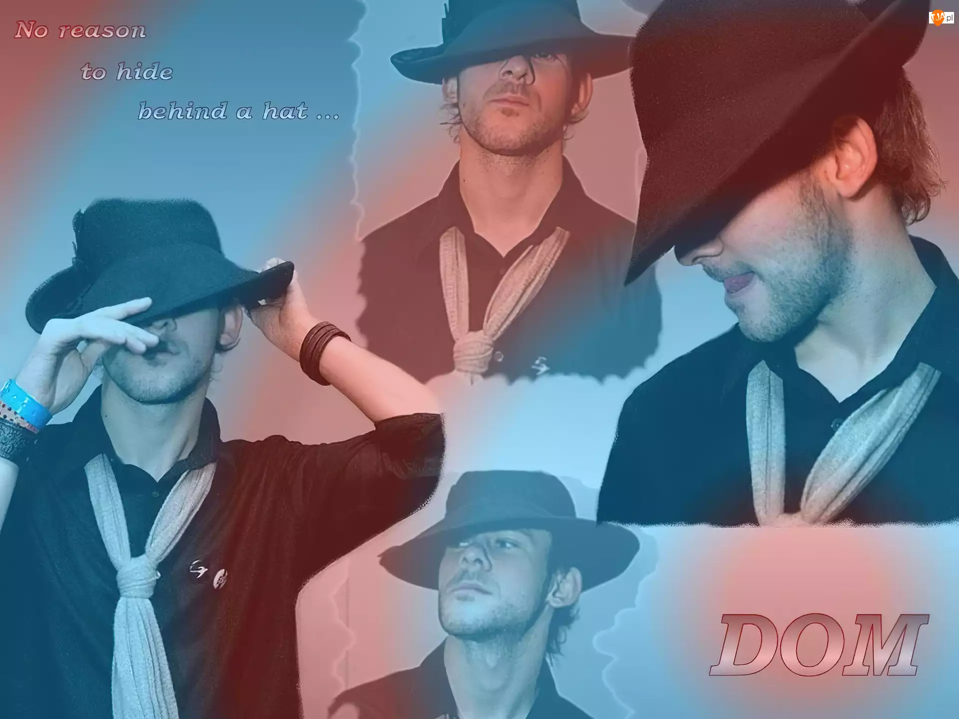 Dominic Monaghan, czarny kapelusz