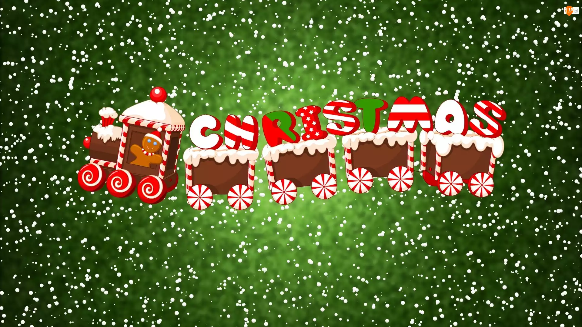 Pociąg, Christmas, Grafika 2D, Świąteczna, Napis