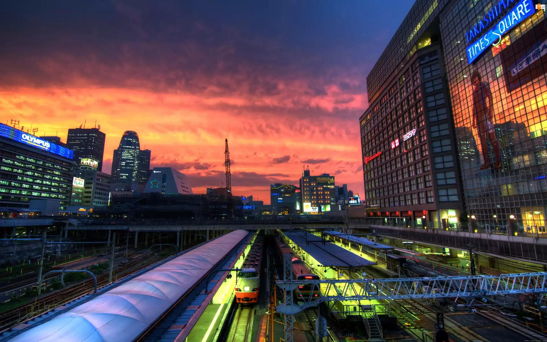 Miasto, Pociąg, Tokio, Japonia, Dworzec