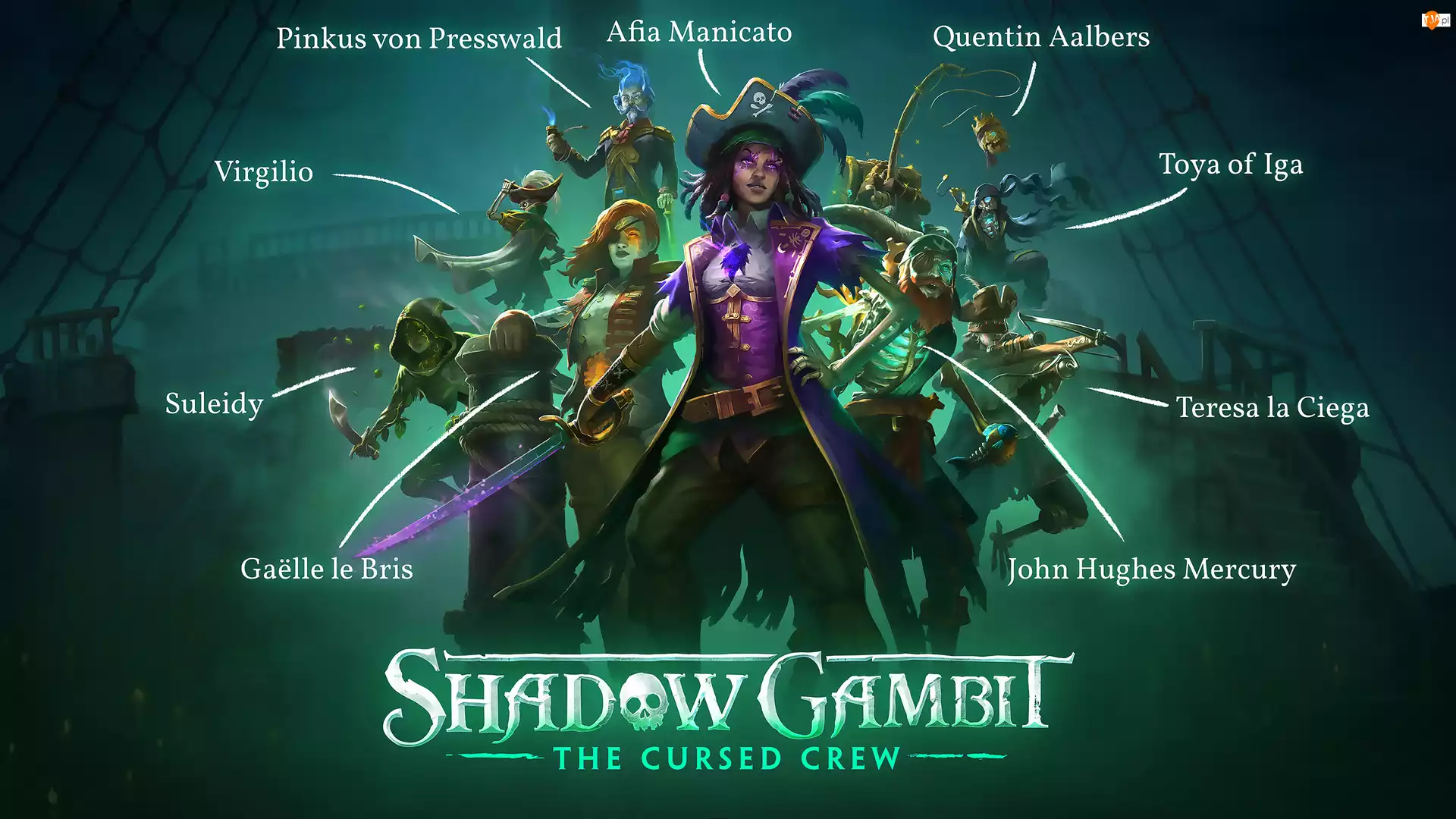 Shadow Gambit The Cursed Crew, Gra, Piraci, Plakat, Postacie, Żaglowiec