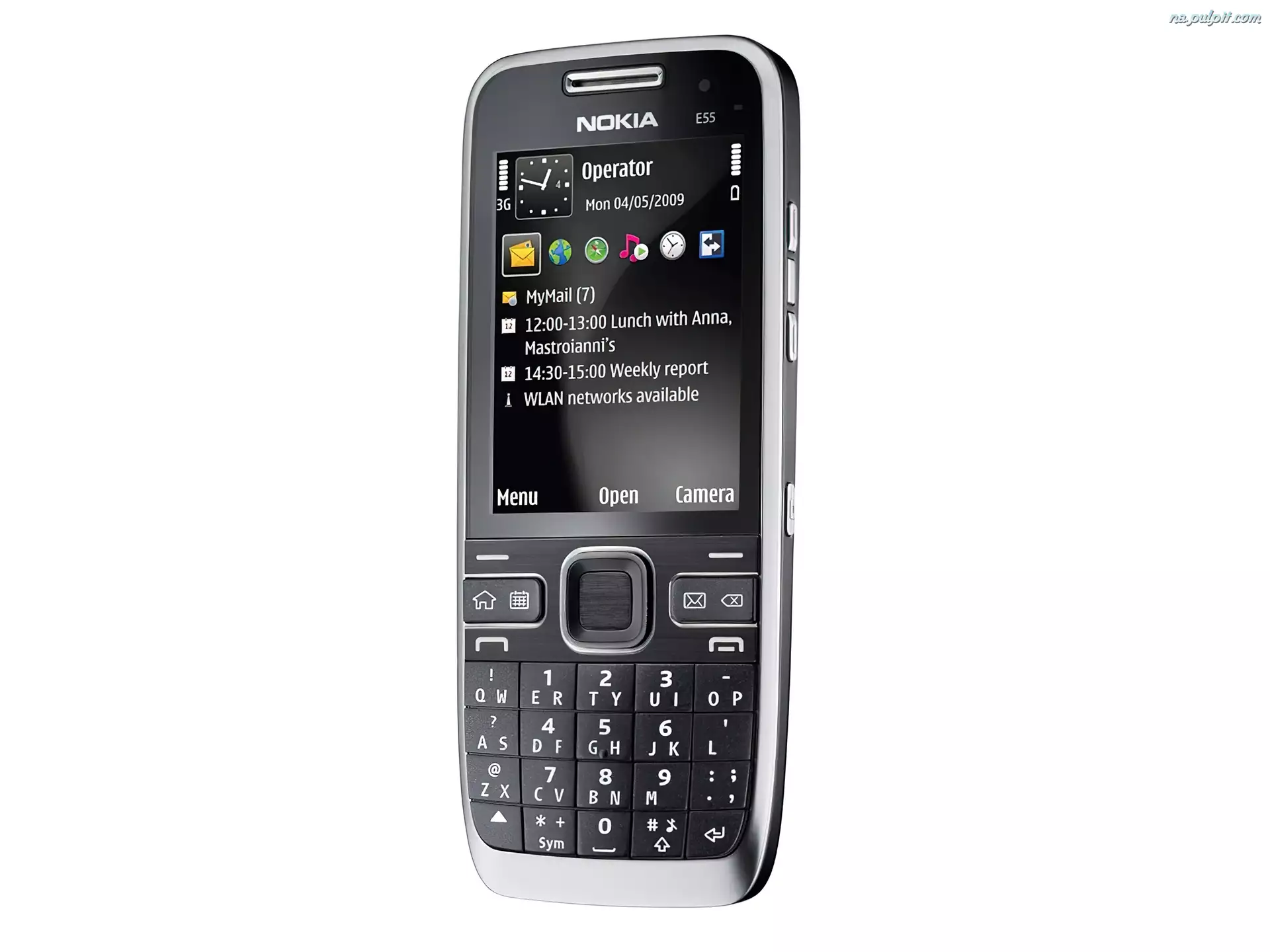 3G, Nokia E55, Czarna, Srebrna