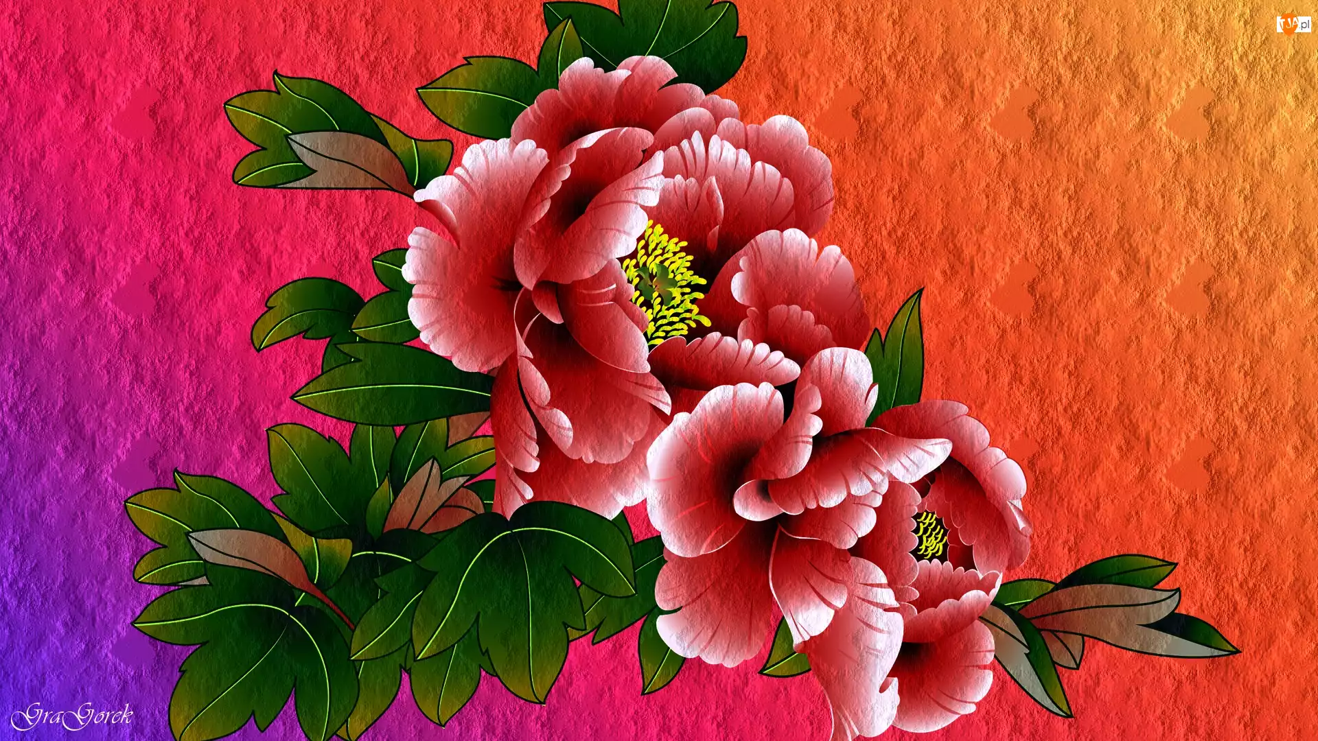 Grafika 2D, Czerwone, Kwiaty