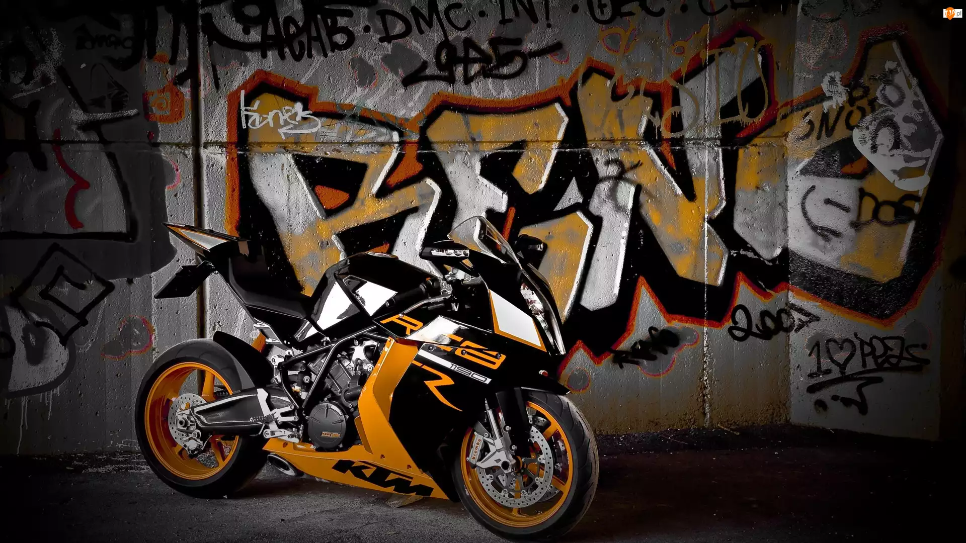 Graffiti, Motocykl, Ściana