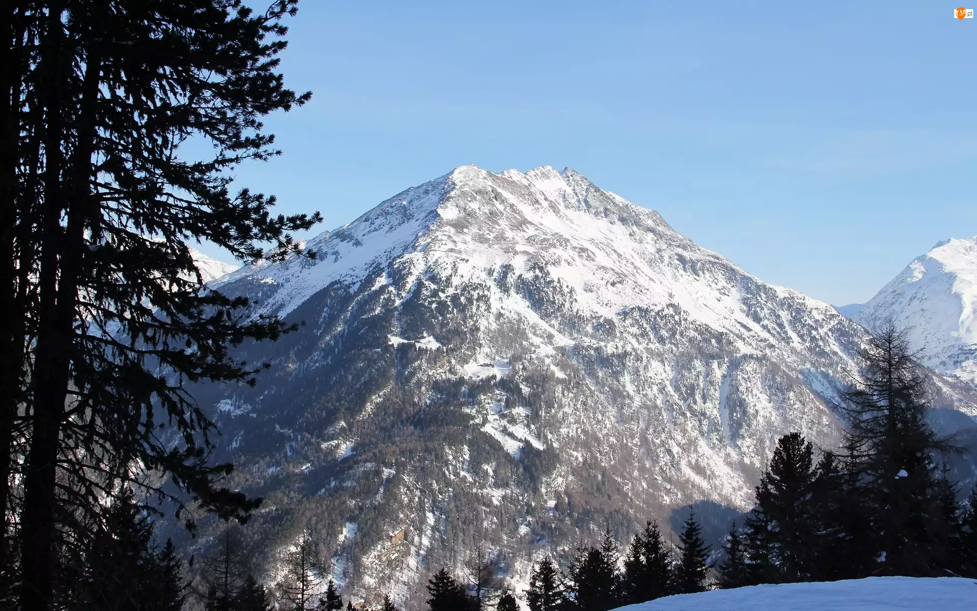 Austria, Zima, Góry, Alpy