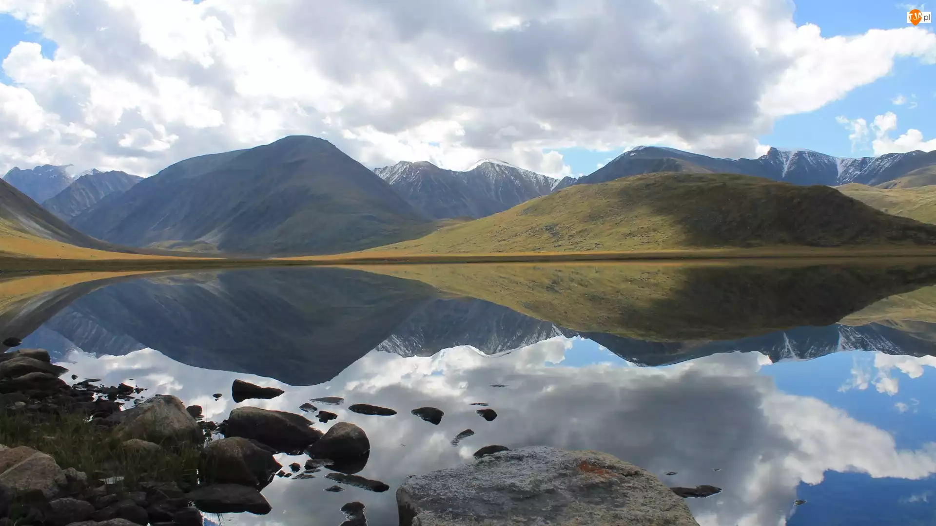 Highlands, Góry, Kamienie, Szkocja, Odbicie, Niebo, Jezioro