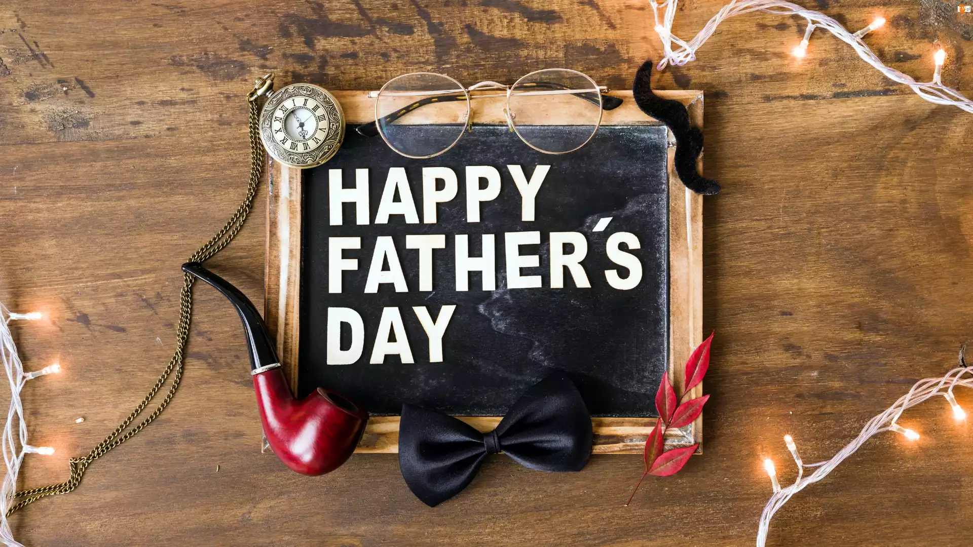 Tabliczka, Napis, Muszka, Dzień Ojca, Okulary, Fajka, Happy Fathers Day