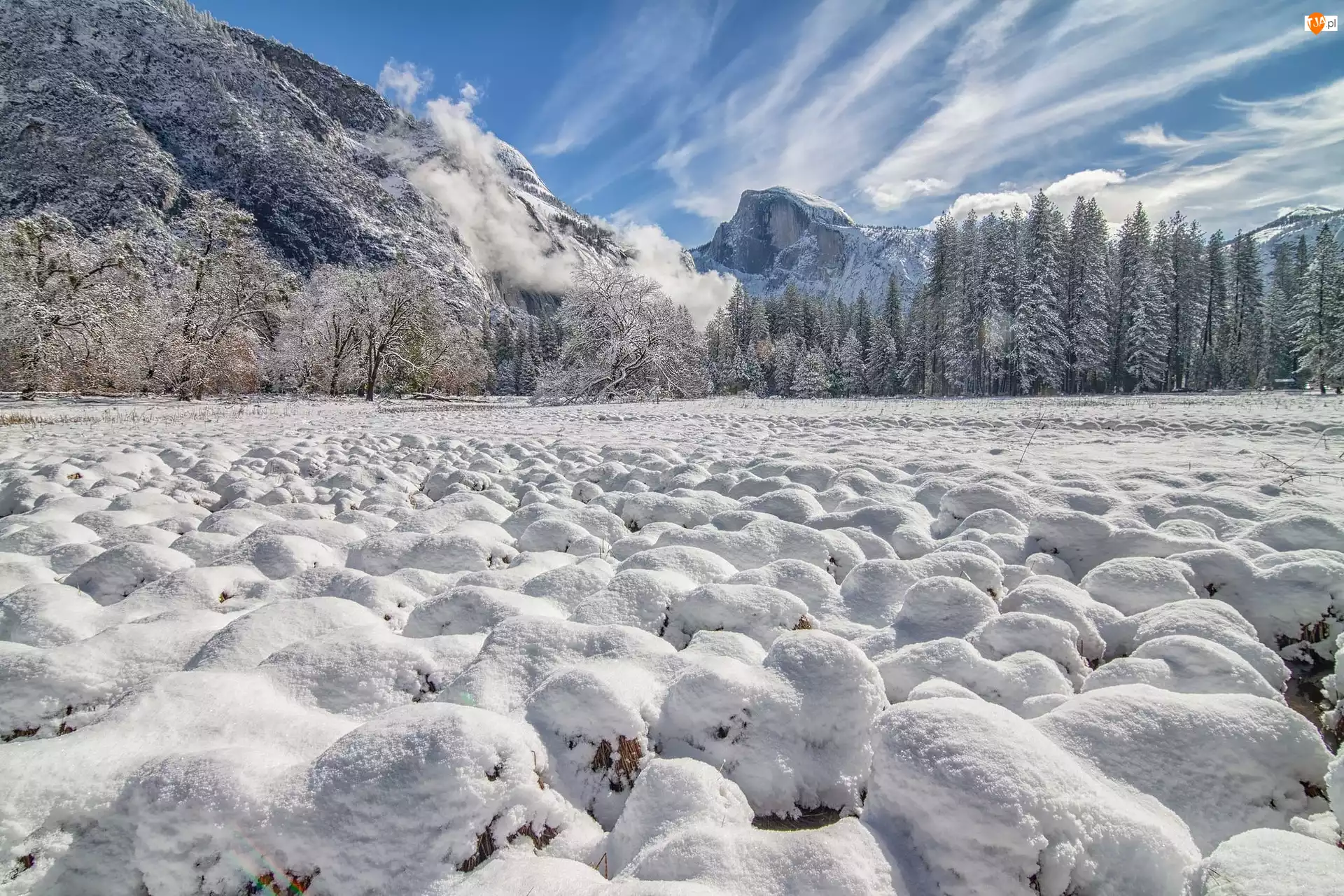 Stan Kalifornia, Góry, Park Narodowy Yosemite, Zima, Stany Zjednoczone