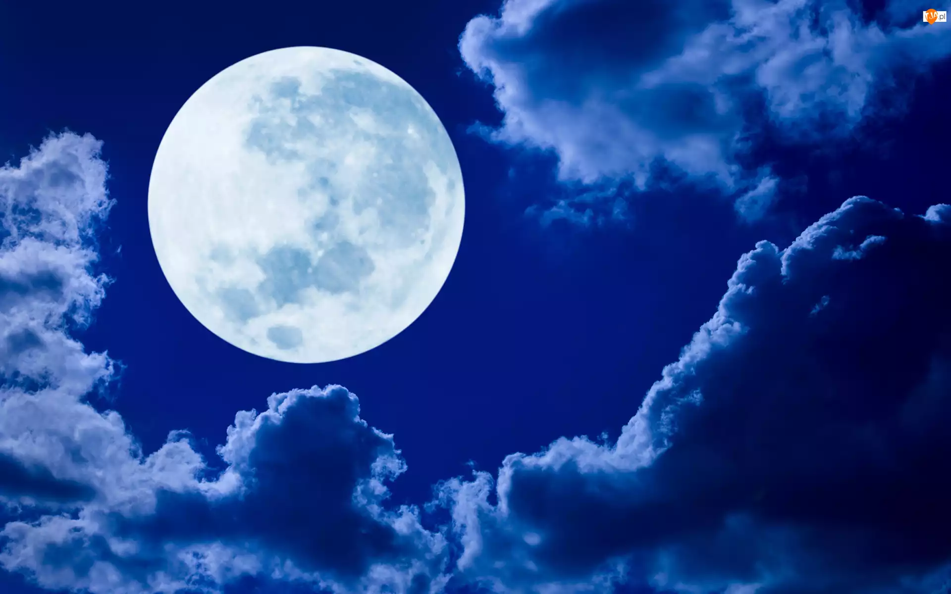 Noc, Księżyc, Niebo, Chmury